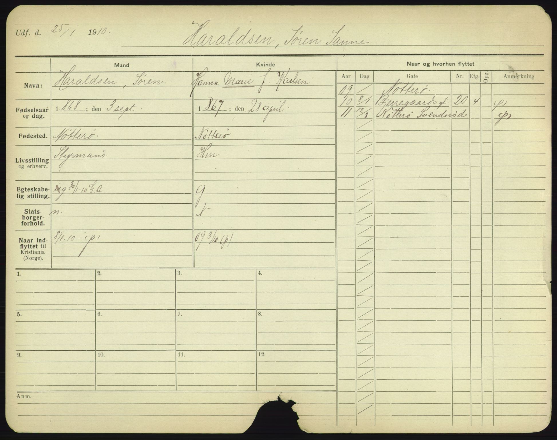 Oslo folkeregister, Registerkort, SAO/A-11715/F/Fa/Fac/L0004: Menn, 1906-1914, p. 376a