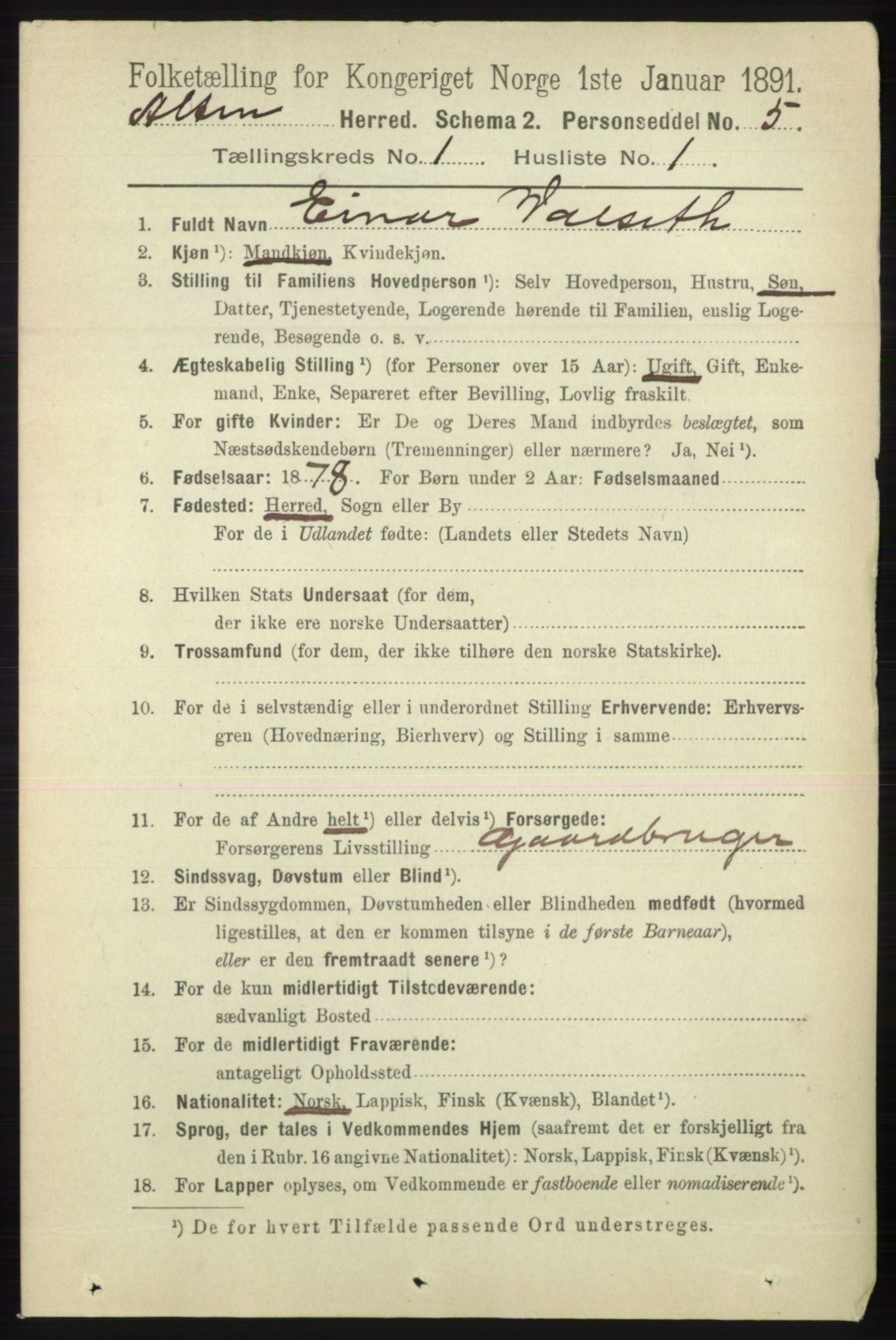 RA, 1891 census for 2012 Alta, 1891, p. 86