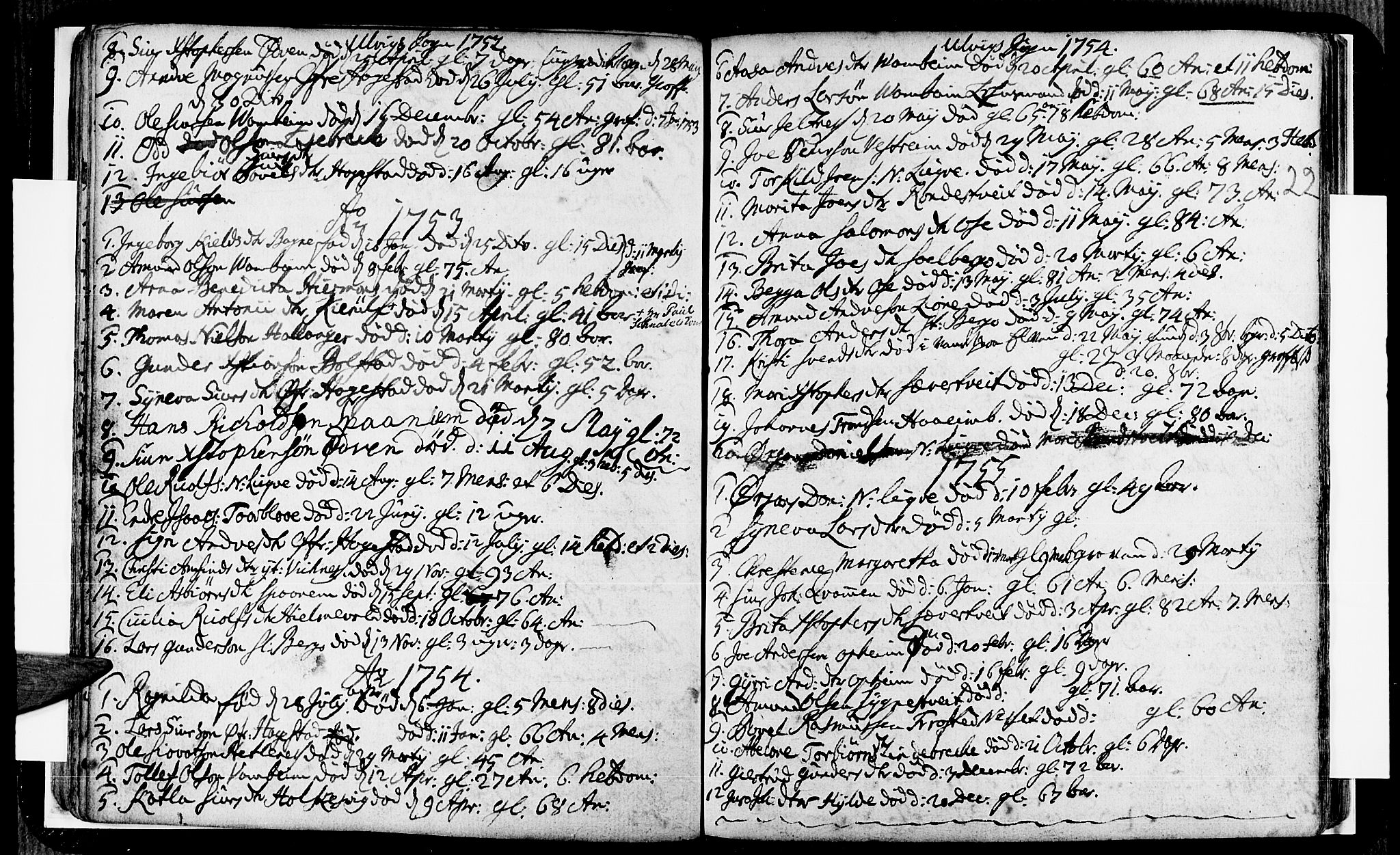 Ulvik sokneprestembete, SAB/A-78801/H/Haa: Parish register (official) no. A 8, 1743-1792, p. 22