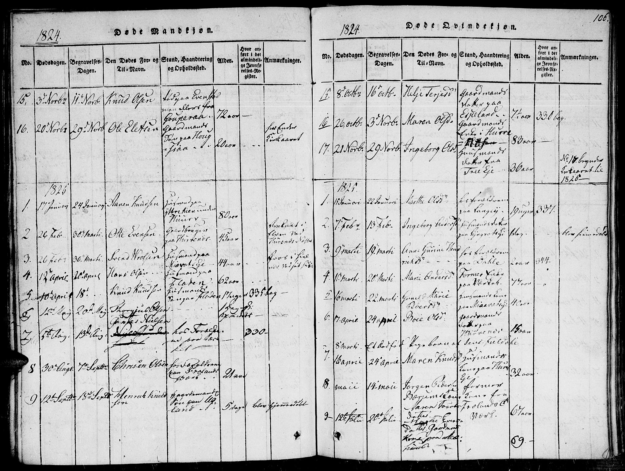 Fjære sokneprestkontor, AV/SAK-1111-0011/F/Fa/L0001: Parish register (official) no. A 1 /2, 1816-1826, p. 106