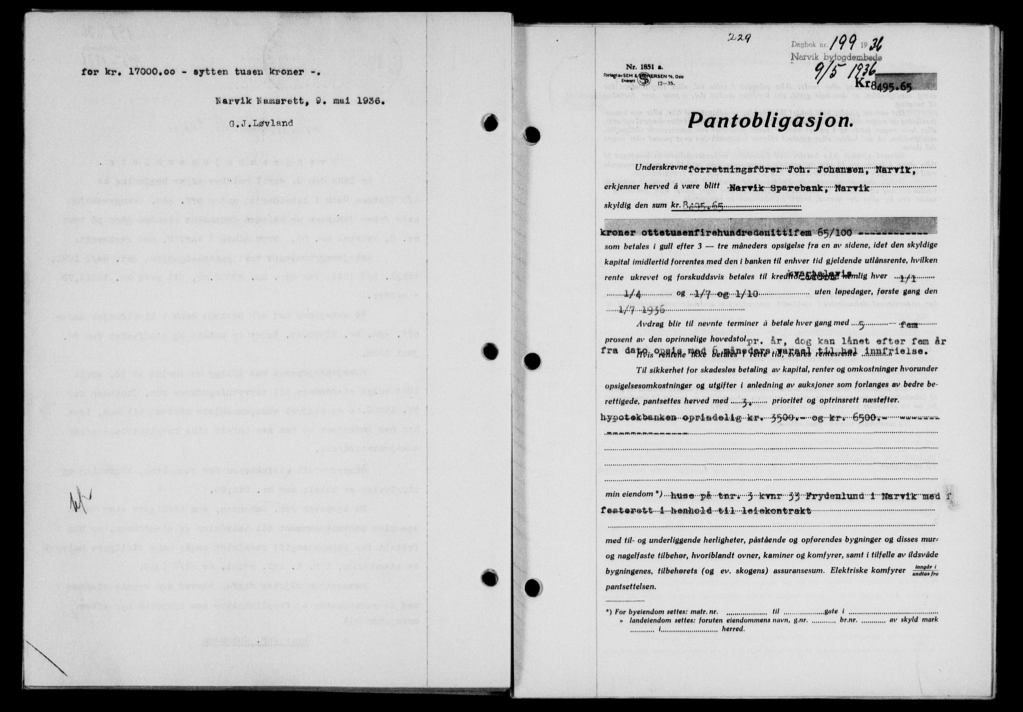 Narvik sorenskriveri, SAT/A-0002/1/2/2C/2Ca/L0011: Mortgage book no. 14, 1935-1937, Deed date: 09.05.1936