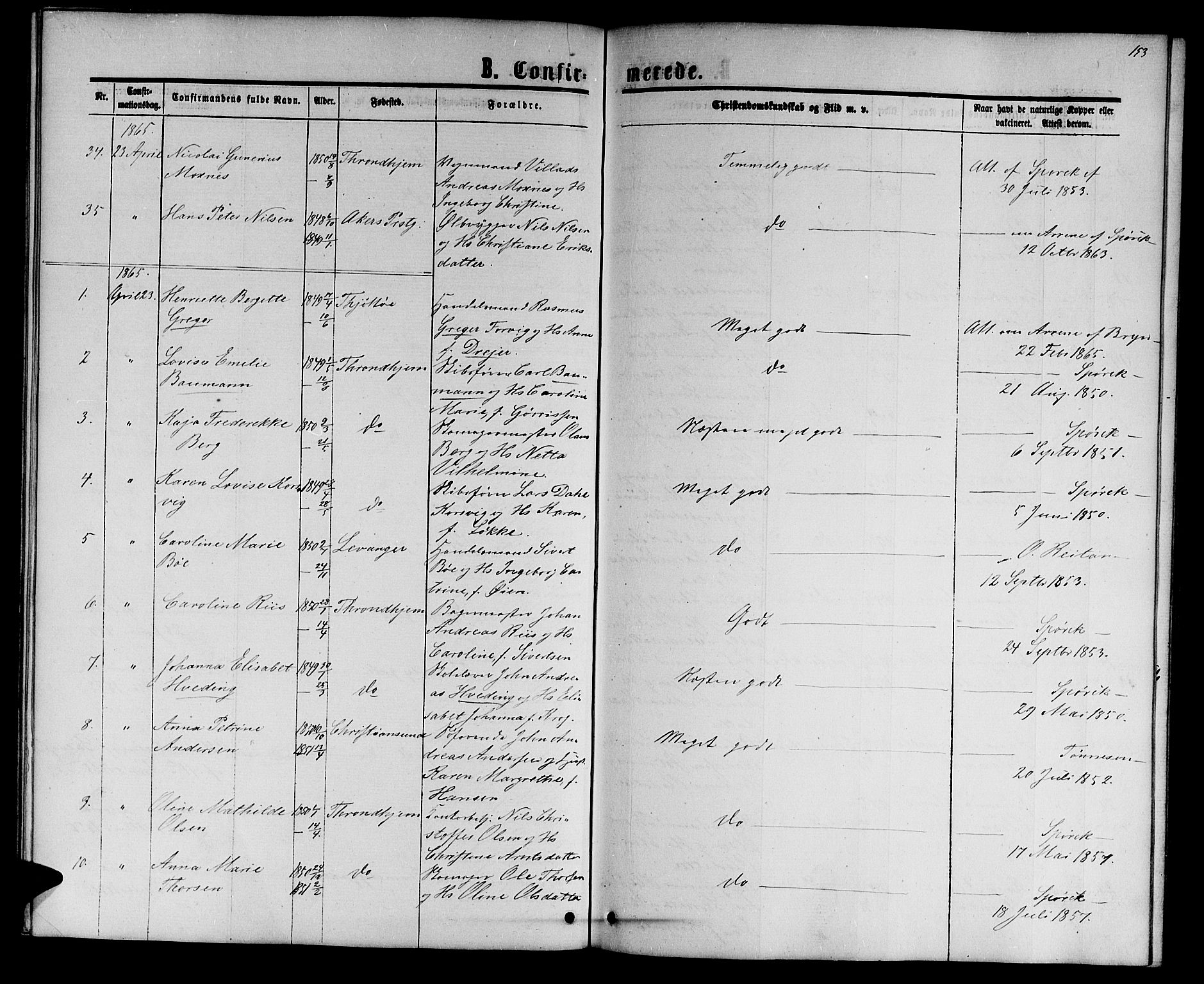 Ministerialprotokoller, klokkerbøker og fødselsregistre - Sør-Trøndelag, AV/SAT-A-1456/601/L0087: Parish register (copy) no. 601C05, 1864-1881, p. 153