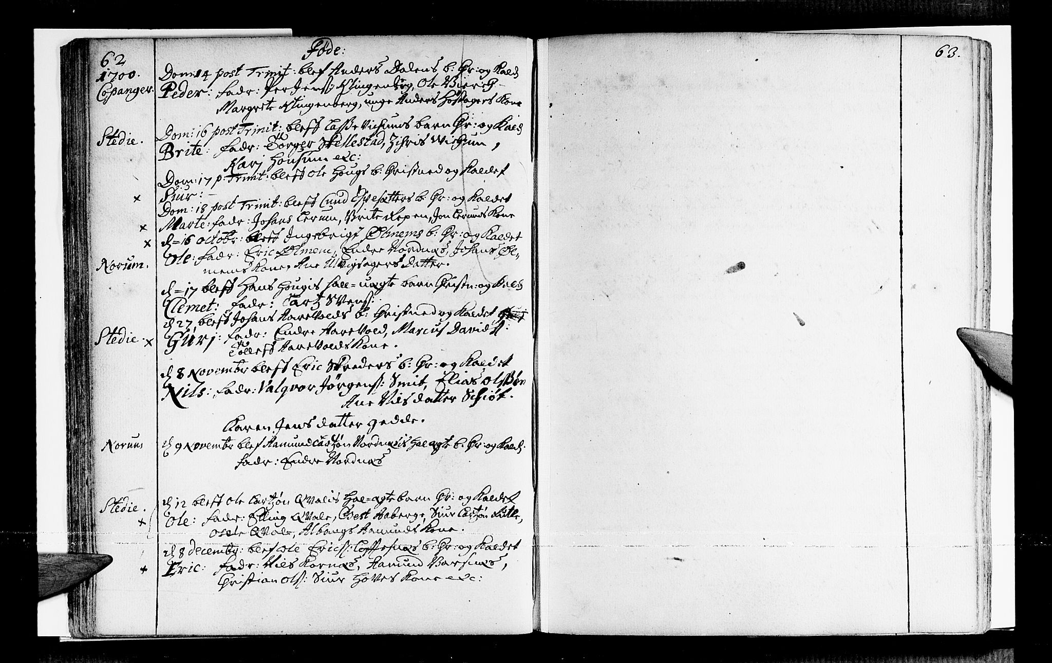 Sogndal sokneprestembete, AV/SAB-A-81301/H/Haa/Haaa/L0001: Parish register (official) no. A 1, 1689-1713, p. 62-63