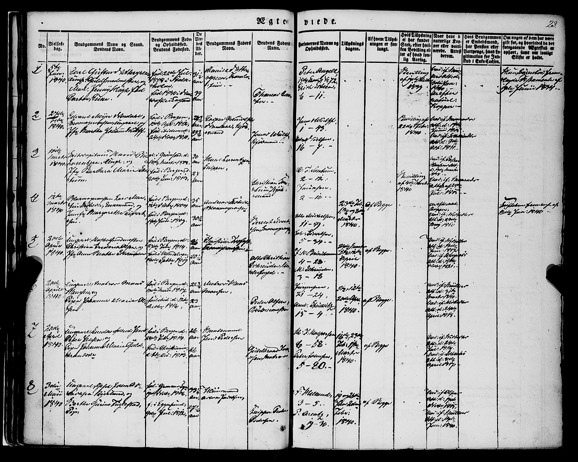 Nykirken Sokneprestembete, SAB/A-77101/H/Haa/L0031: Parish register (official) no. D 1, 1834-1861, p. 23