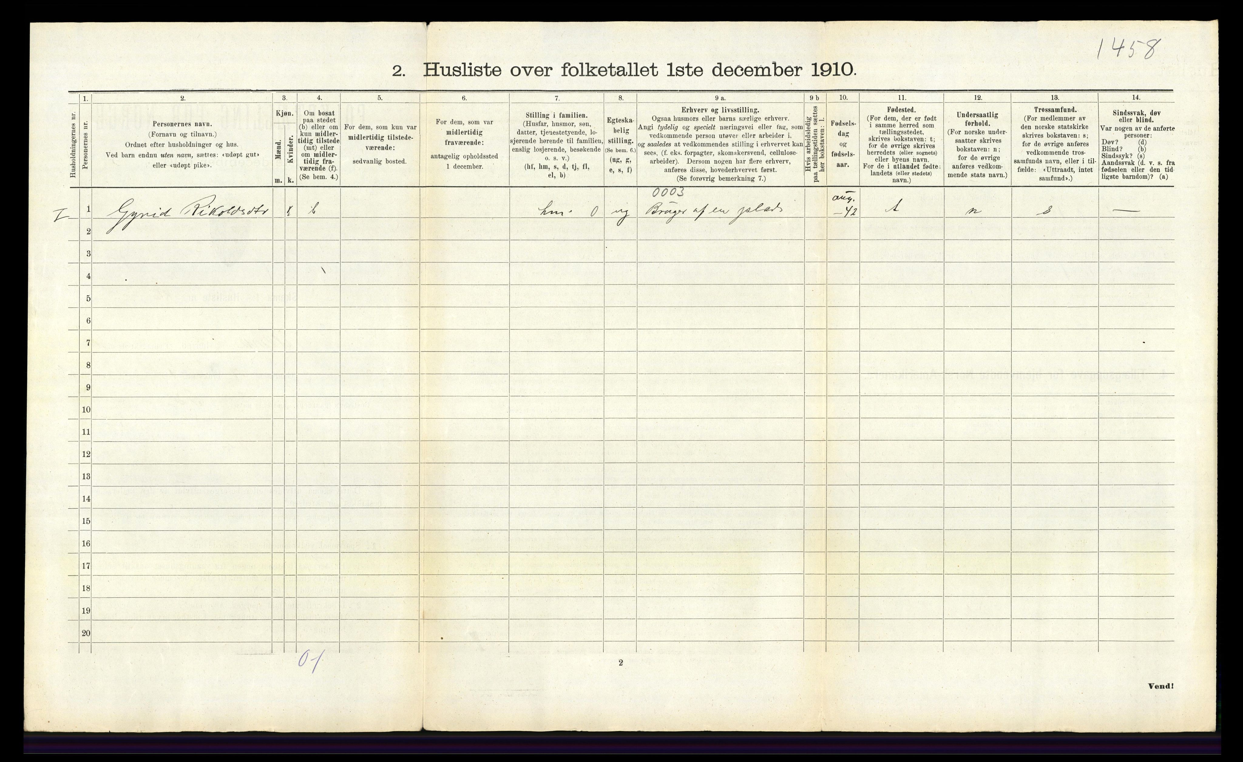 RA, 1910 census for Ulvik, 1910, p. 627