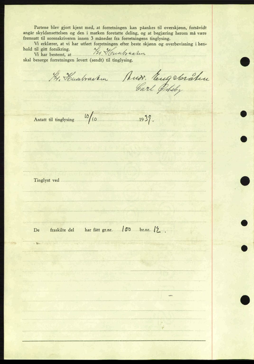 Idd og Marker sorenskriveri, AV/SAO-A-10283/G/Gb/Gbb/L0003: Mortgage book no. A3, 1938-1939, Diary no: : 1295/1939