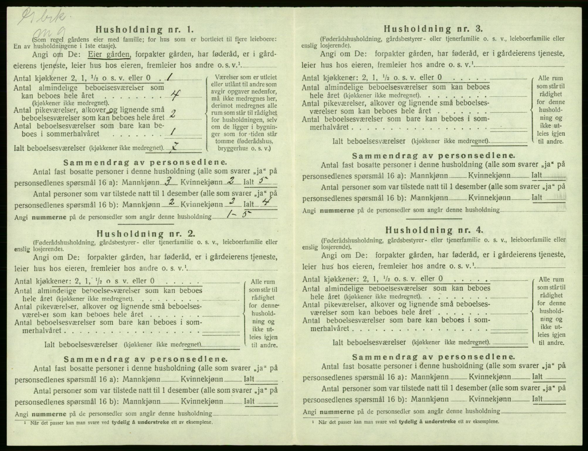 SAB, 1920 census for Granvin, 1920, p. 225