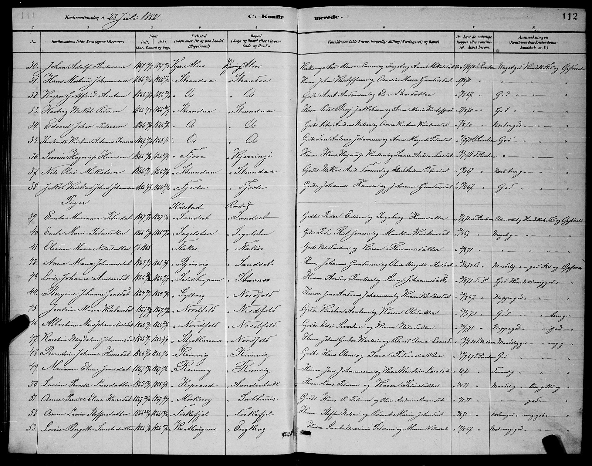 Ministerialprotokoller, klokkerbøker og fødselsregistre - Nordland, AV/SAT-A-1459/853/L0772: Parish register (official) no. 853A11, 1881-1900, p. 112