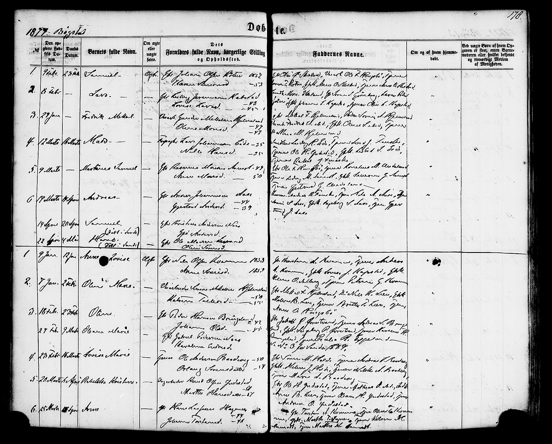 Gaular sokneprestembete, SAB/A-80001/H/Haa: Parish register (official) no. A 5, 1860-1881, p. 178