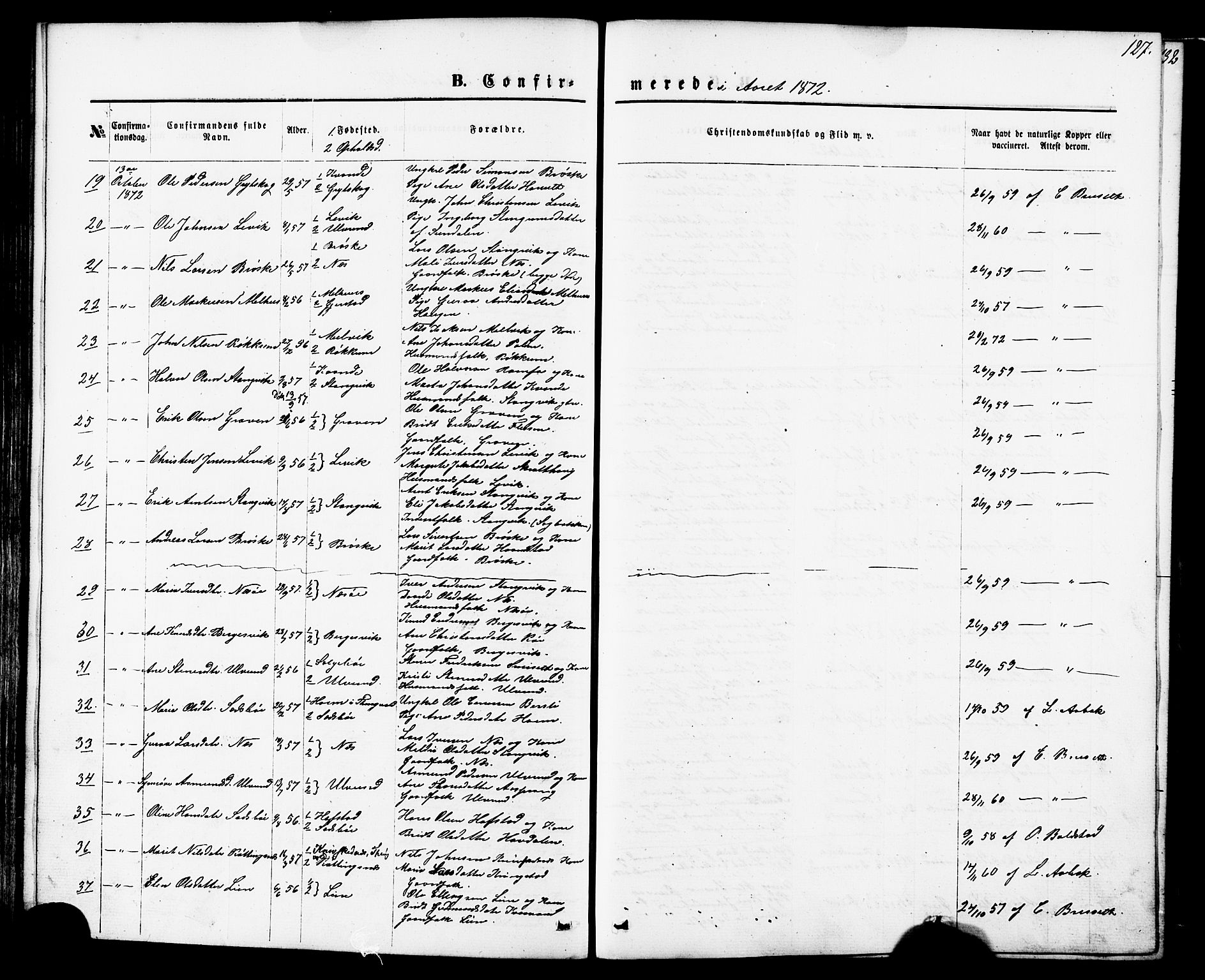 Ministerialprotokoller, klokkerbøker og fødselsregistre - Møre og Romsdal, AV/SAT-A-1454/592/L1027: Parish register (official) no. 592A05, 1865-1878, p. 127