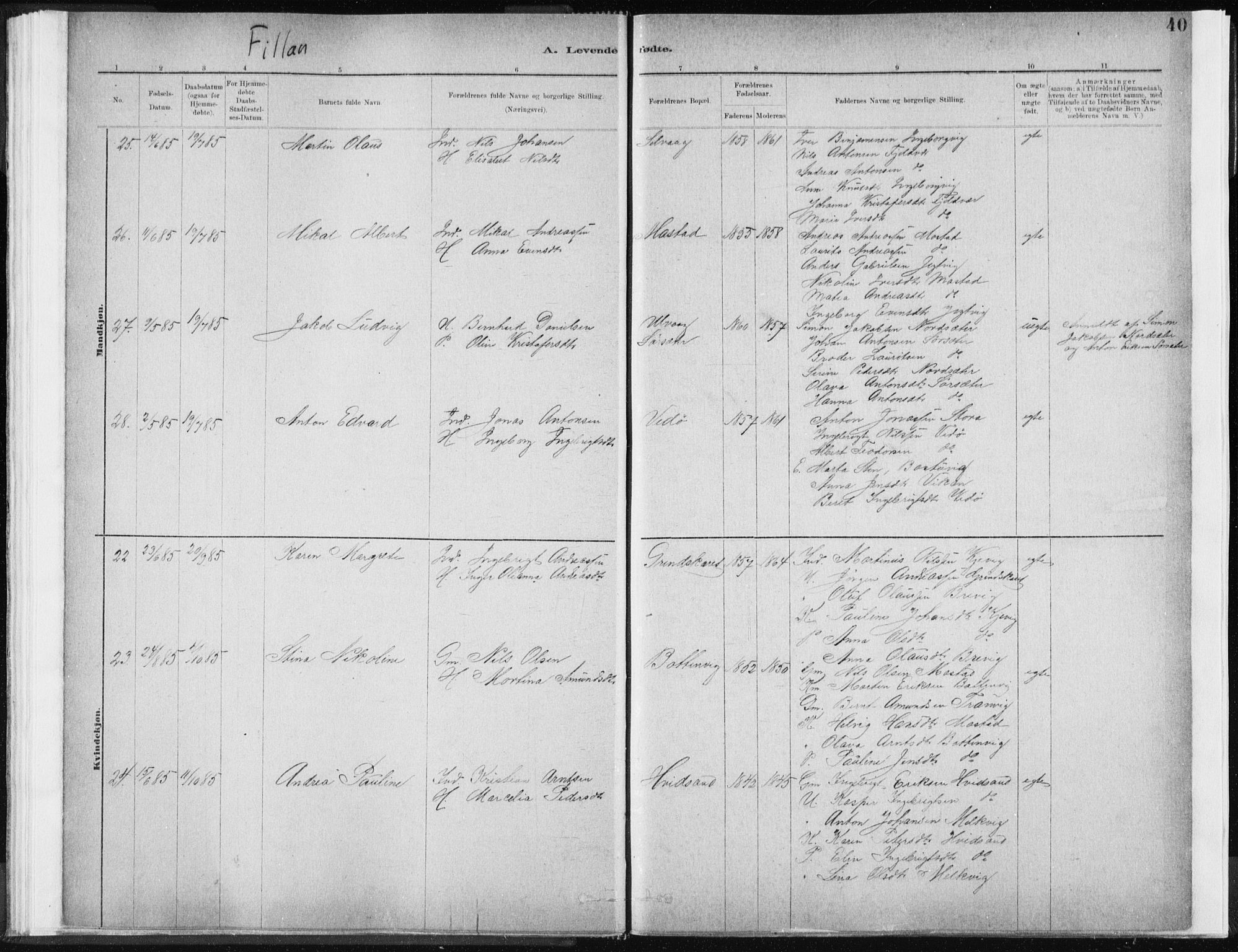 Ministerialprotokoller, klokkerbøker og fødselsregistre - Sør-Trøndelag, SAT/A-1456/637/L0558: Parish register (official) no. 637A01, 1882-1899, p. 40