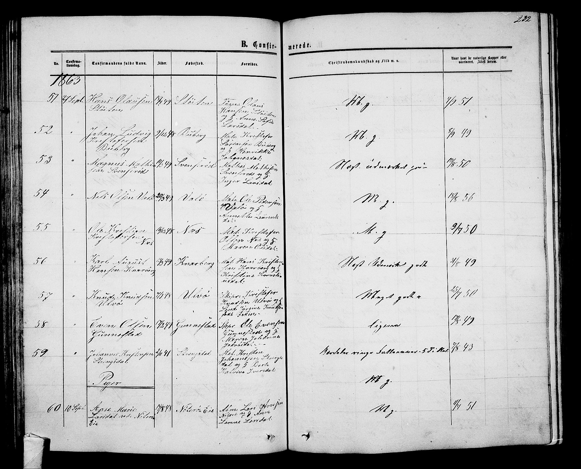 Nøtterøy kirkebøker, AV/SAKO-A-354/G/Ga/L0002: Parish register (copy) no. I 2, 1860-1877, p. 232