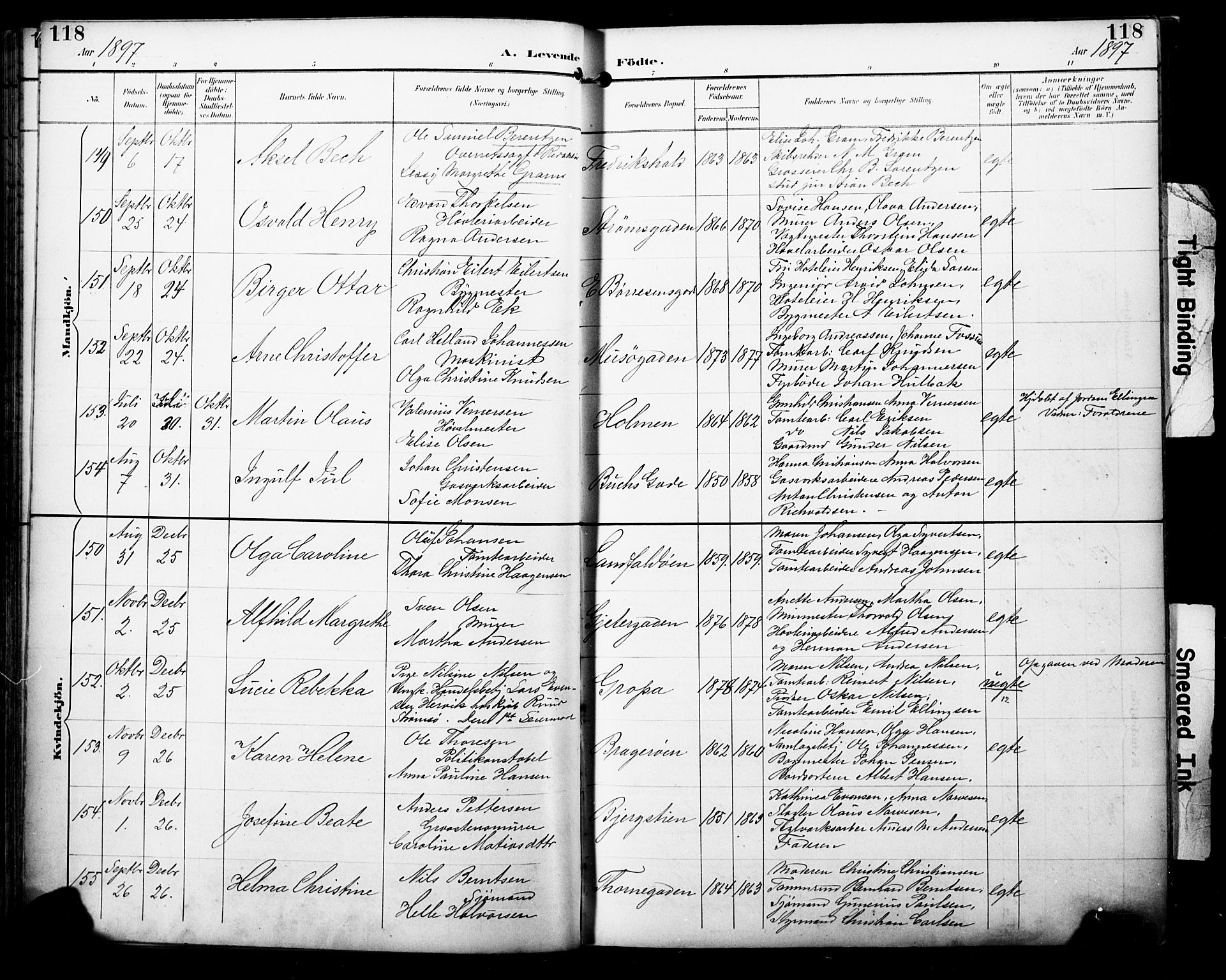 Bragernes kirkebøker, AV/SAKO-A-6/F/Fb/L0008: Parish register (official) no. II 8, 1894-1902, p. 118