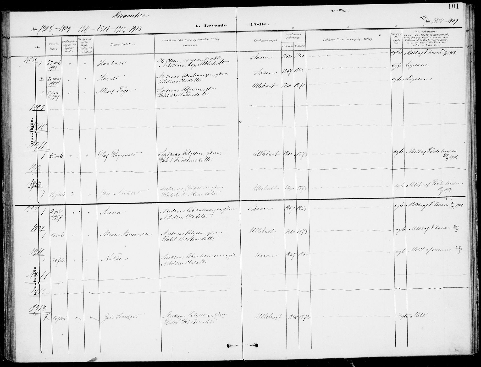 Førde sokneprestembete, SAB/A-79901/H/Haa/Haab/L0002: Parish register (official) no. B  2, 1899-1920, p. 101