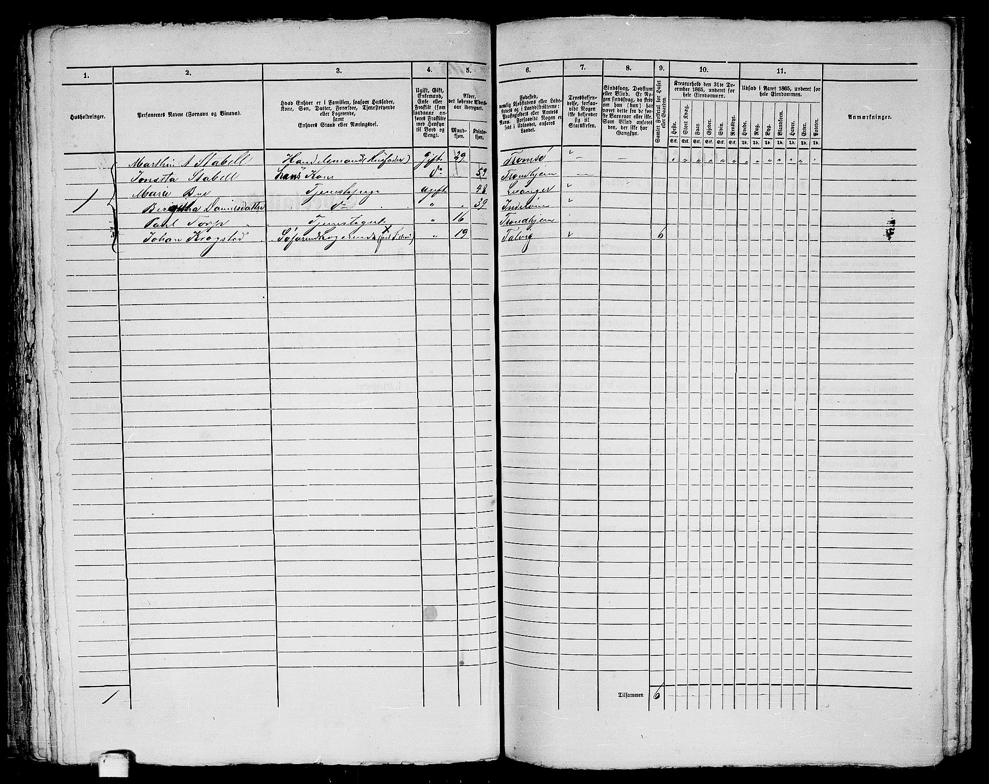 RA, 1865 census for Trondheim, 1865, p. 273