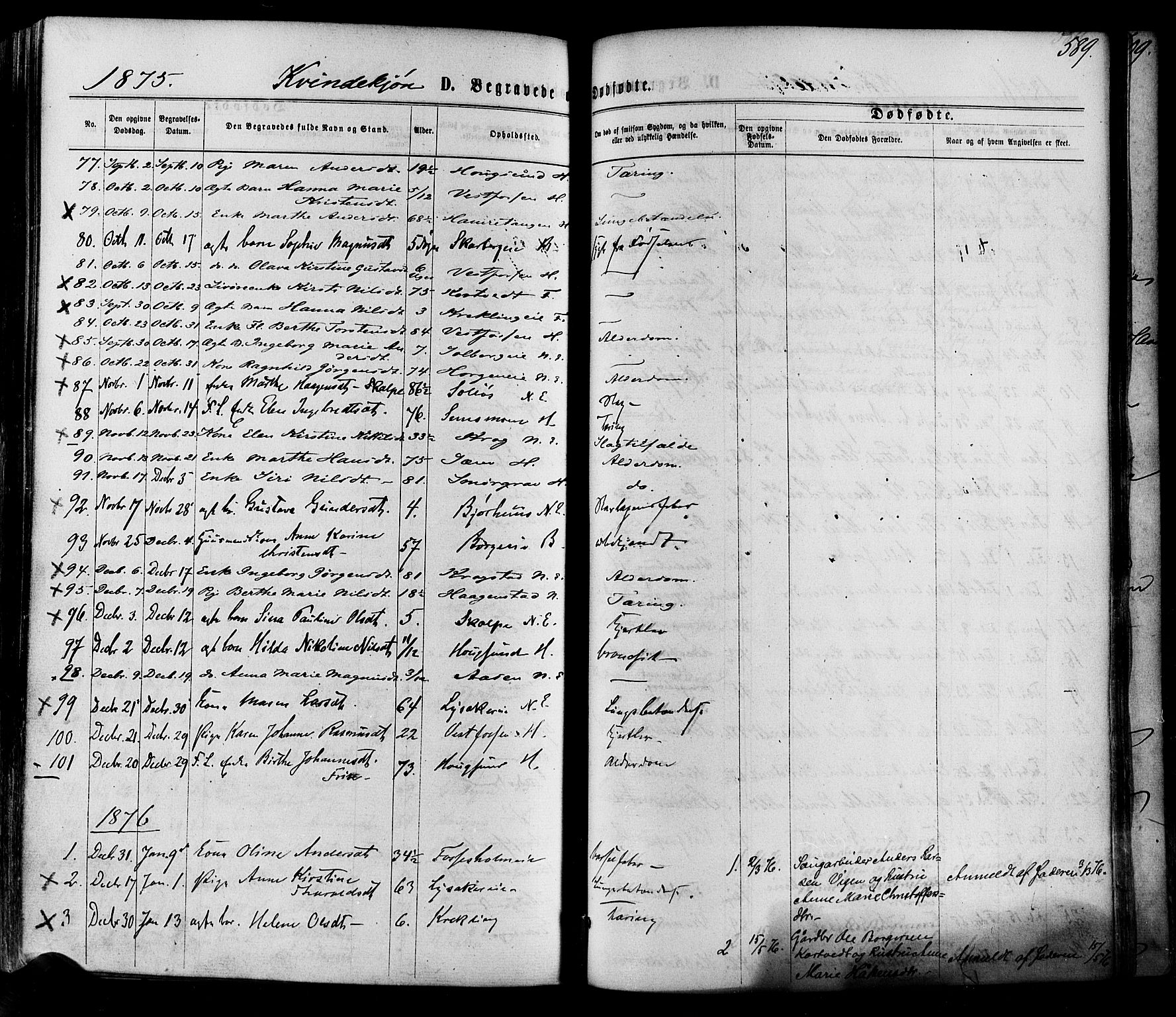 Eiker kirkebøker, AV/SAKO-A-4/F/Fa/L0017: Parish register (official) no. I 17, 1869-1877, p. 589