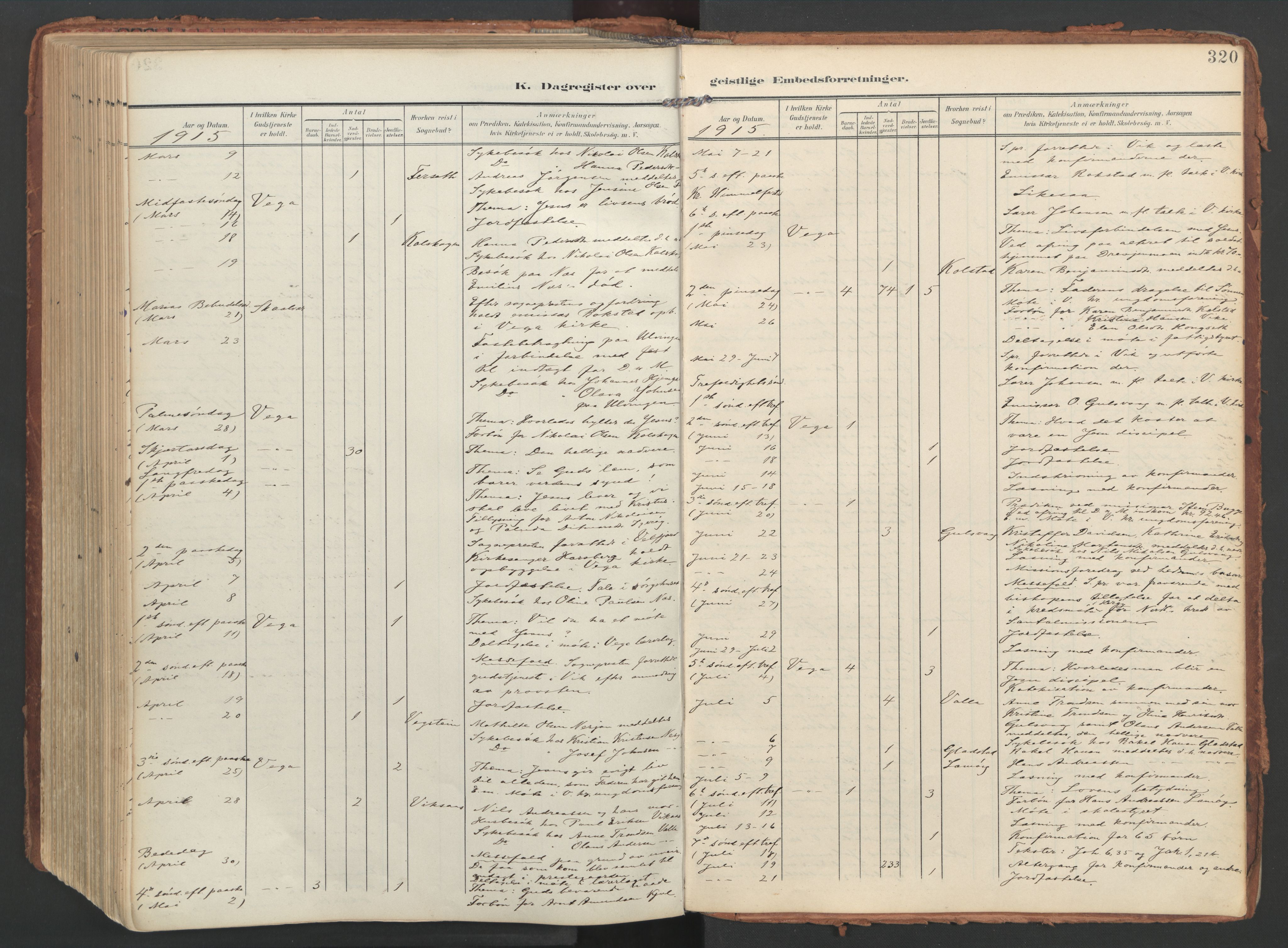 Ministerialprotokoller, klokkerbøker og fødselsregistre - Nordland, AV/SAT-A-1459/816/L0250: Parish register (official) no. 816A16, 1903-1923, p. 320