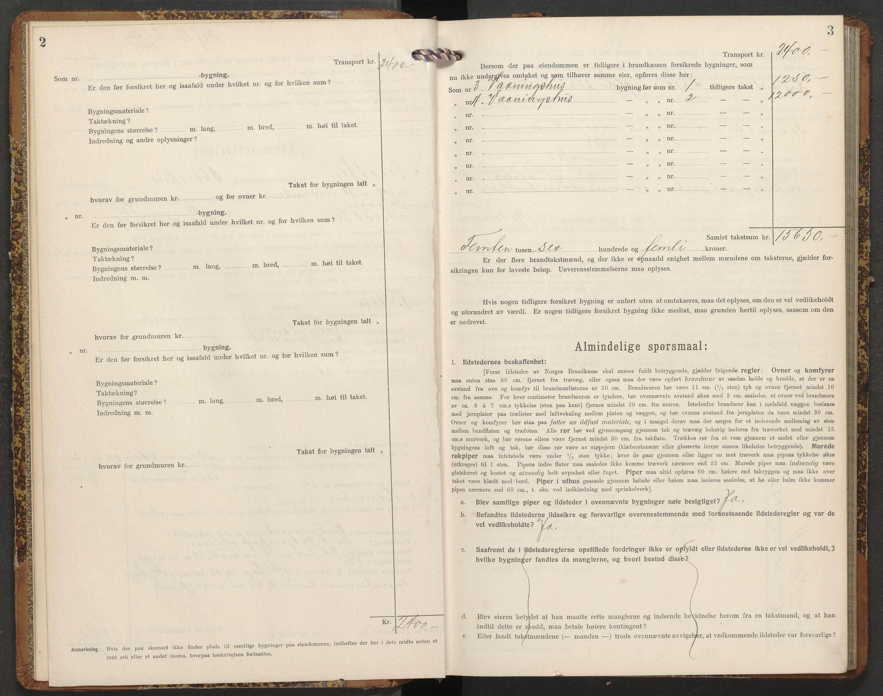 Norges brannkasse, branntakster Nesodden, AV/SAO-A-11393/F/Fb/L0003: Branntakstprotokoll, 1914-1917