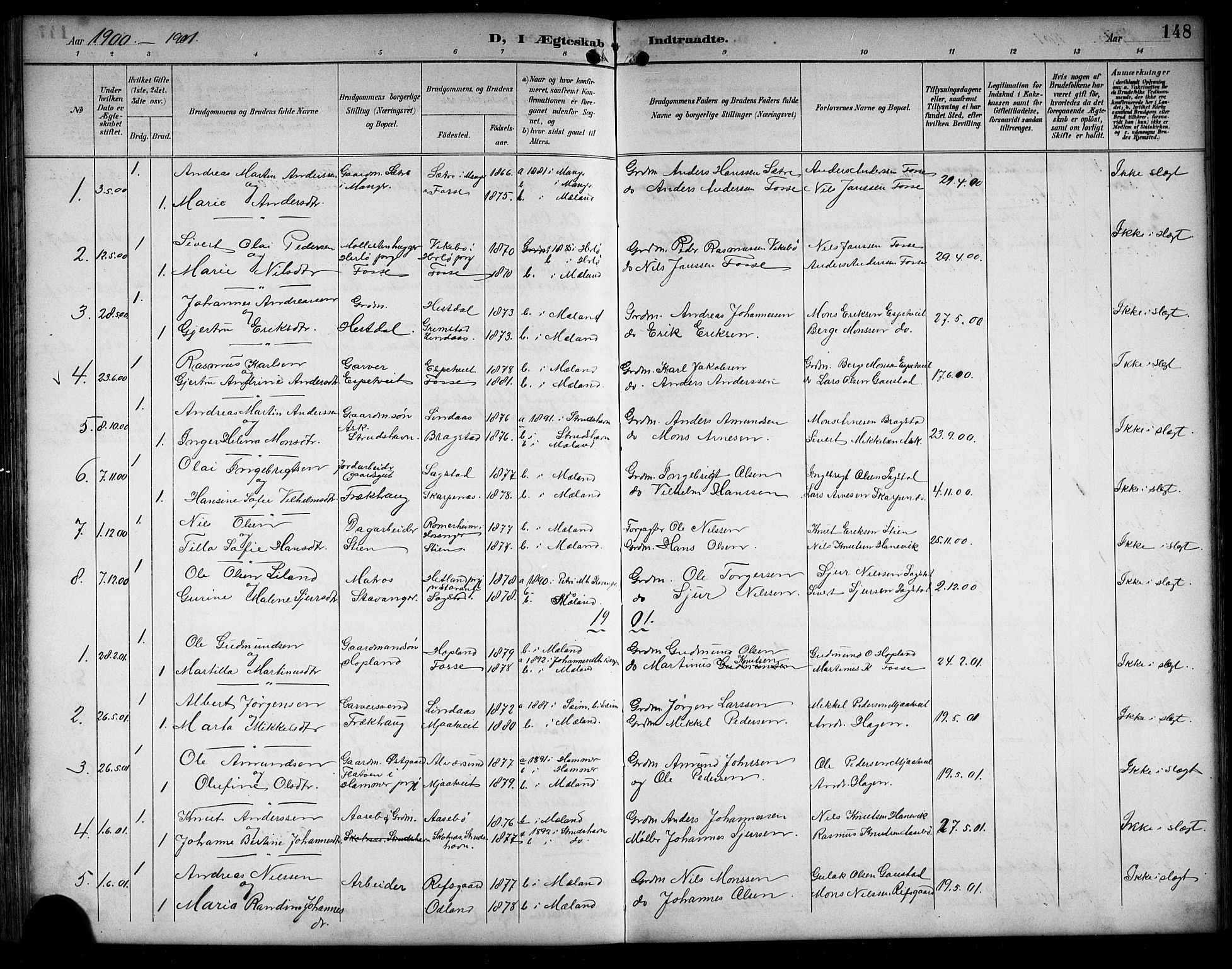 Alversund Sokneprestembete, SAB/A-73901/H/Ha/Hab: Parish register (copy) no. C 4, 1894-1924, p. 148
