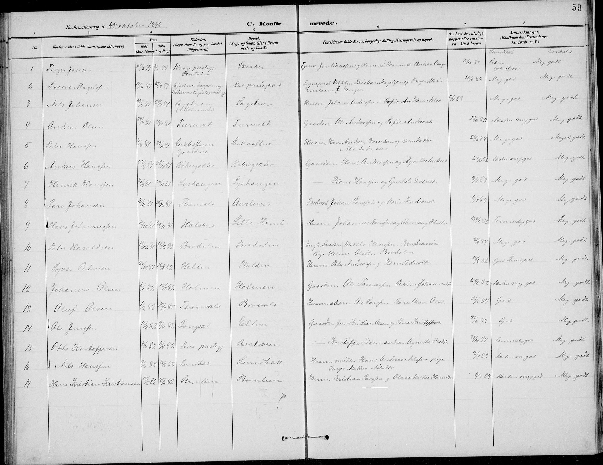 Nordre Land prestekontor, SAH/PREST-124/H/Ha/Hab/L0014: Parish register (copy) no. 14, 1891-1907, p. 59