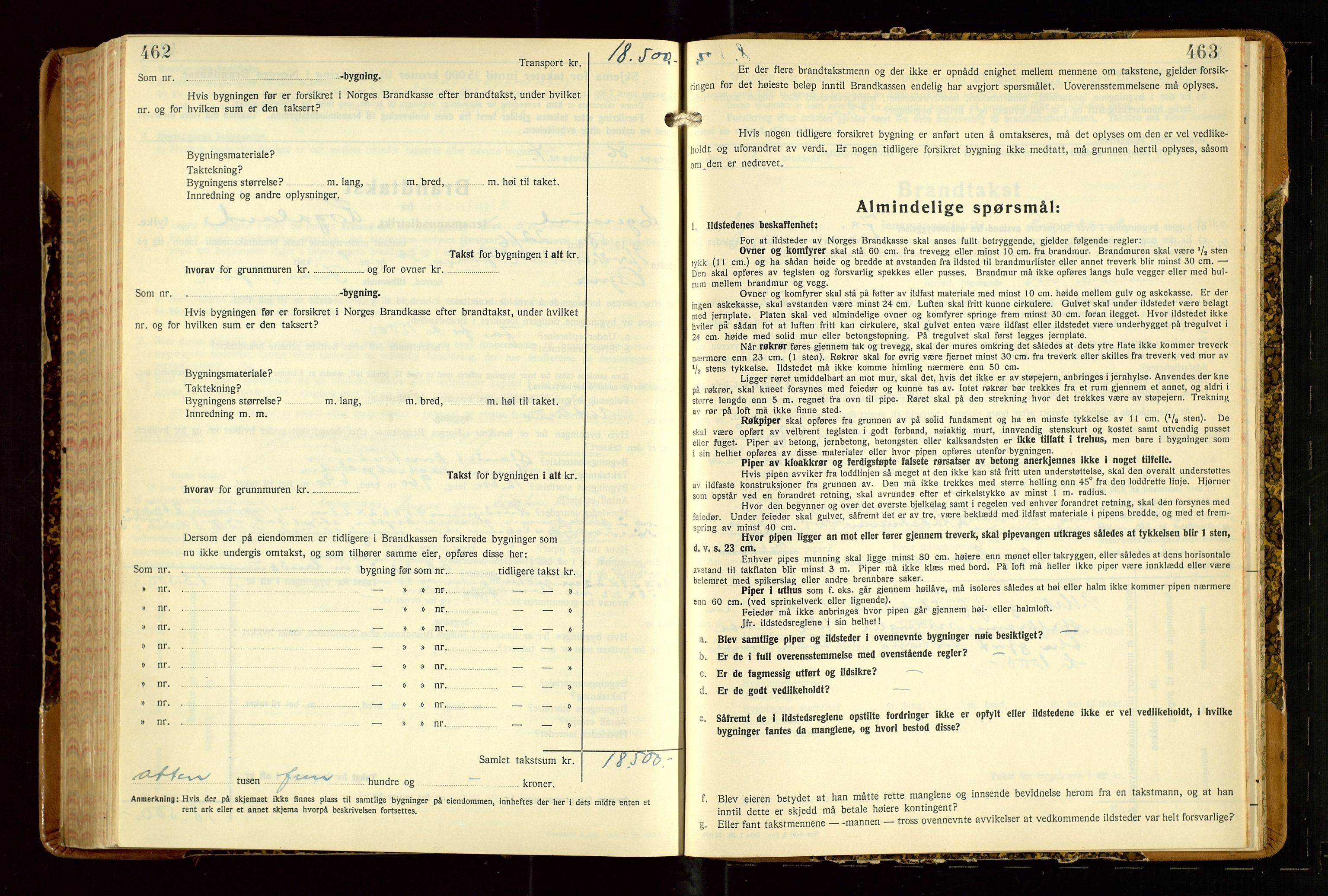 Eigersund lensmannskontor, AV/SAST-A-100171/Gob/L0007: "Brandtakstprotokoll", 1938-1955, p. 462-463