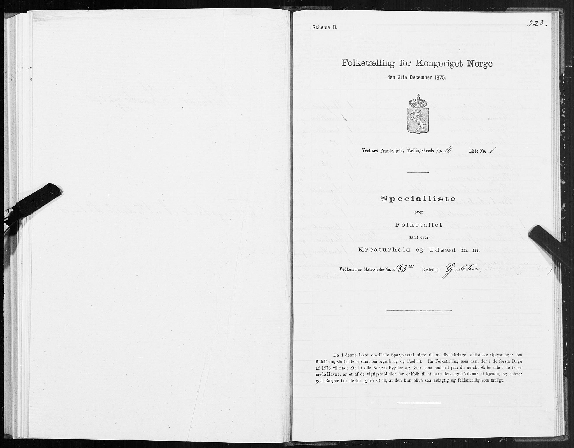 SAT, 1875 census for 1535P Vestnes, 1875, p. 3323