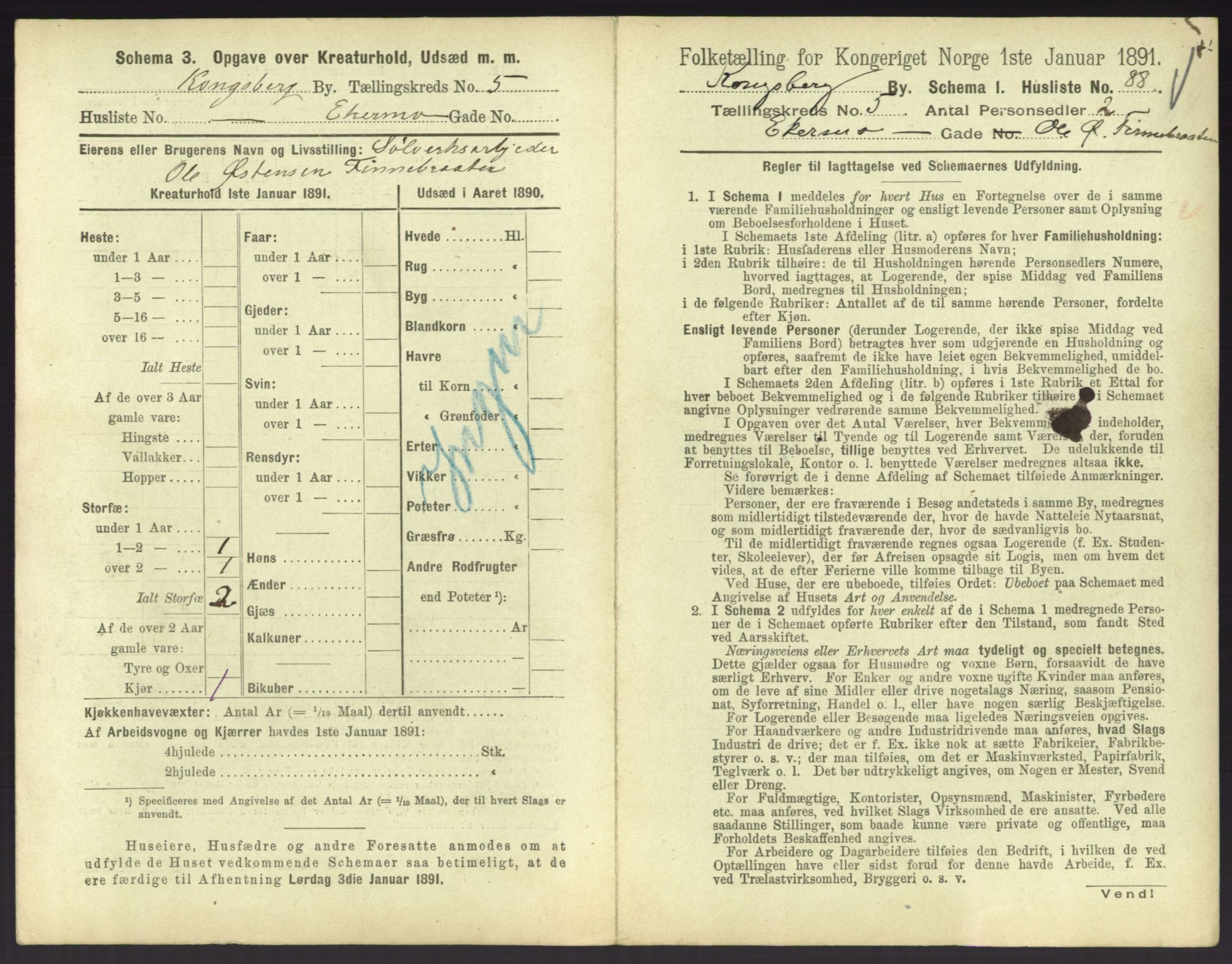 RA, 1891 census for 0604 Kongsberg, 1891, p. 923