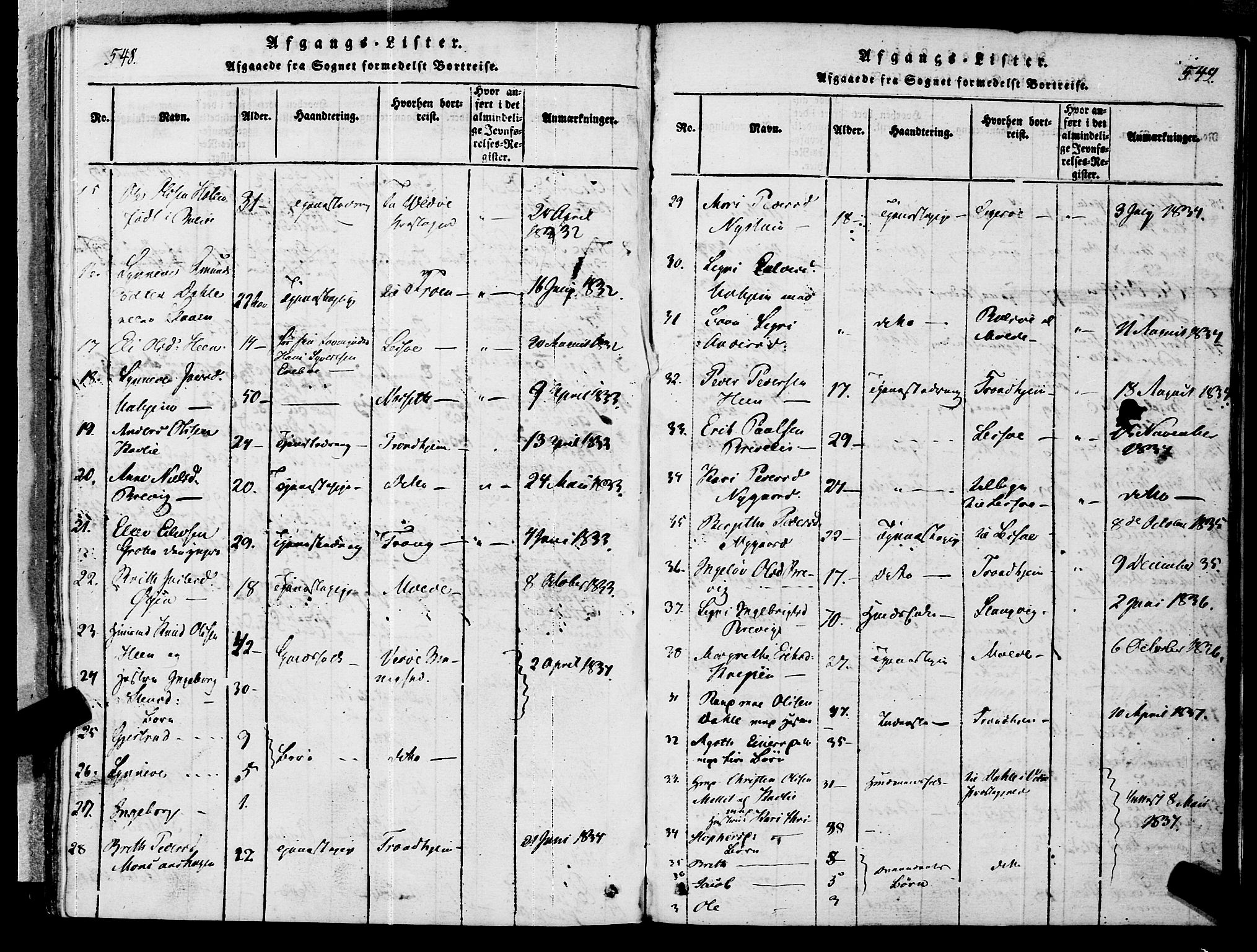 Ministerialprotokoller, klokkerbøker og fødselsregistre - Møre og Romsdal, SAT/A-1454/545/L0585: Parish register (official) no. 545A01, 1818-1853, p. 548-549