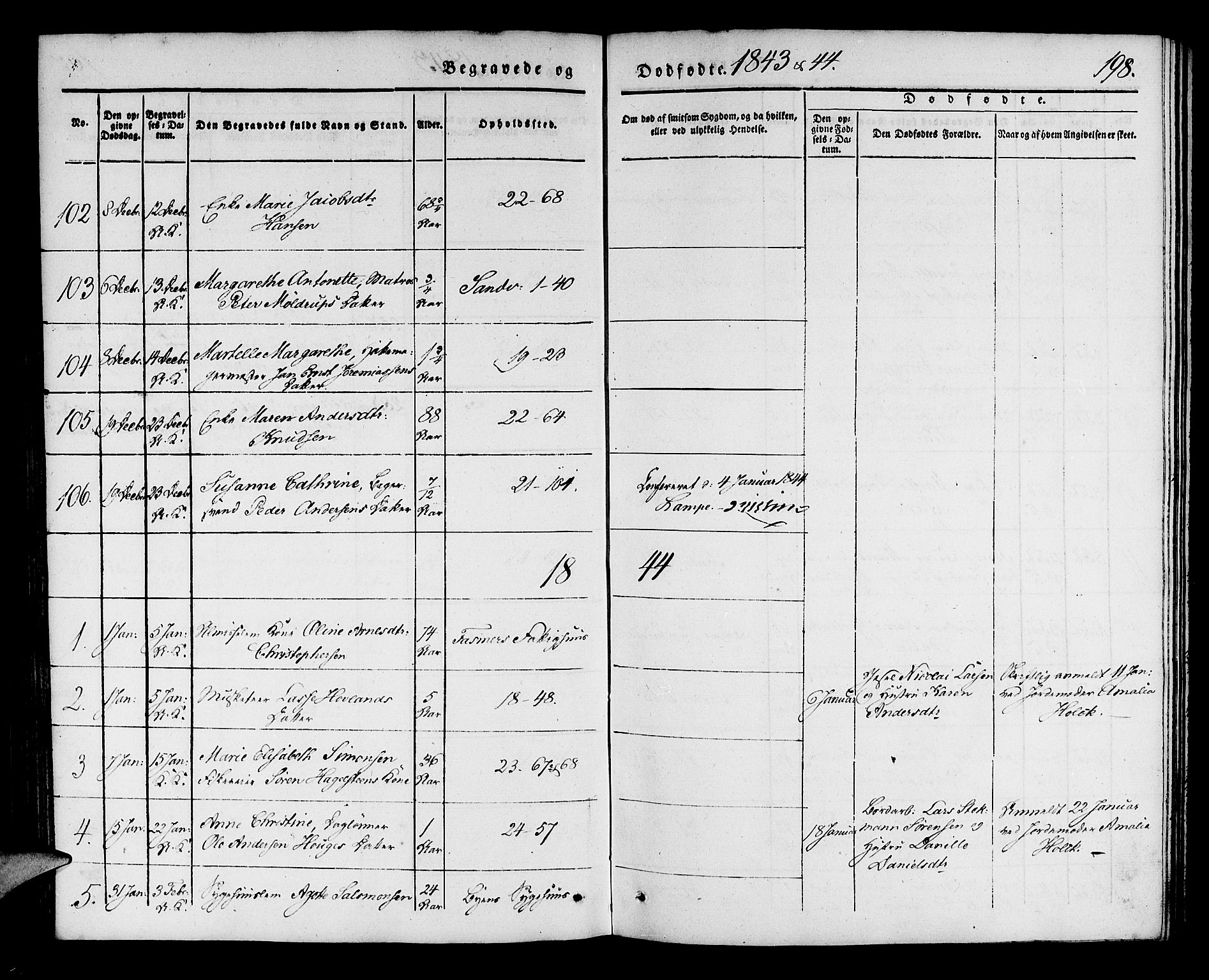 Korskirken sokneprestembete, SAB/A-76101/H/Haa/L0043: Parish register (official) no. E 1, 1834-1848, p. 198