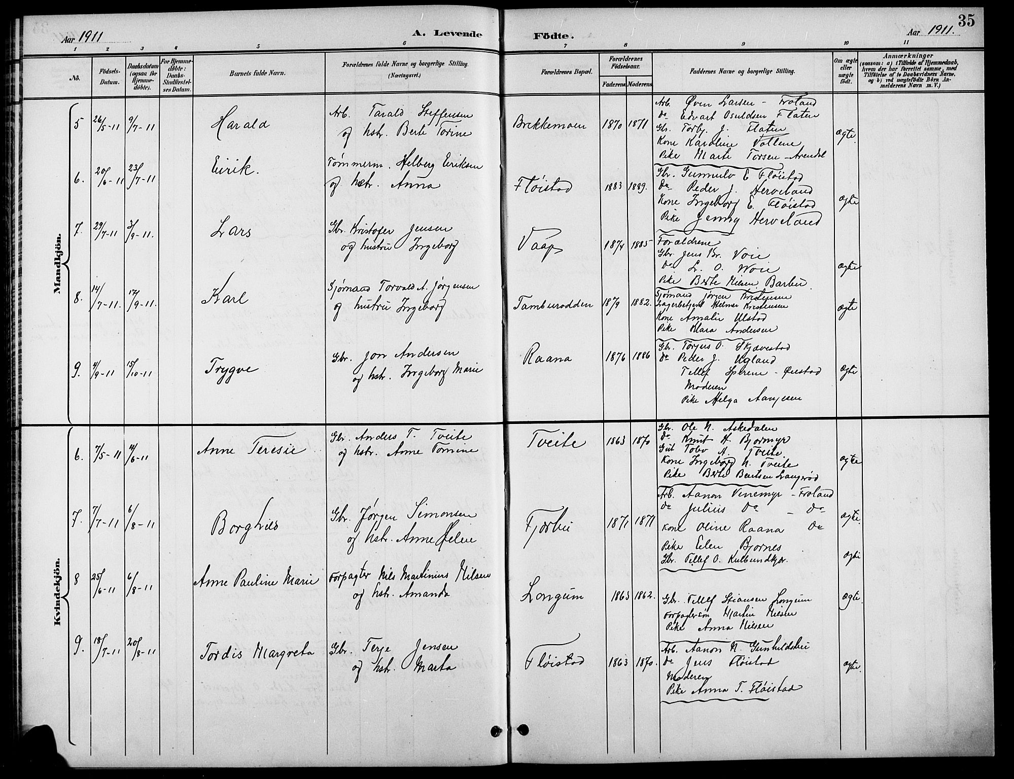 Austre Moland sokneprestkontor, AV/SAK-1111-0001/F/Fb/Fba/L0004: Parish register (copy) no. B 4a, 1897-1913, p. 35