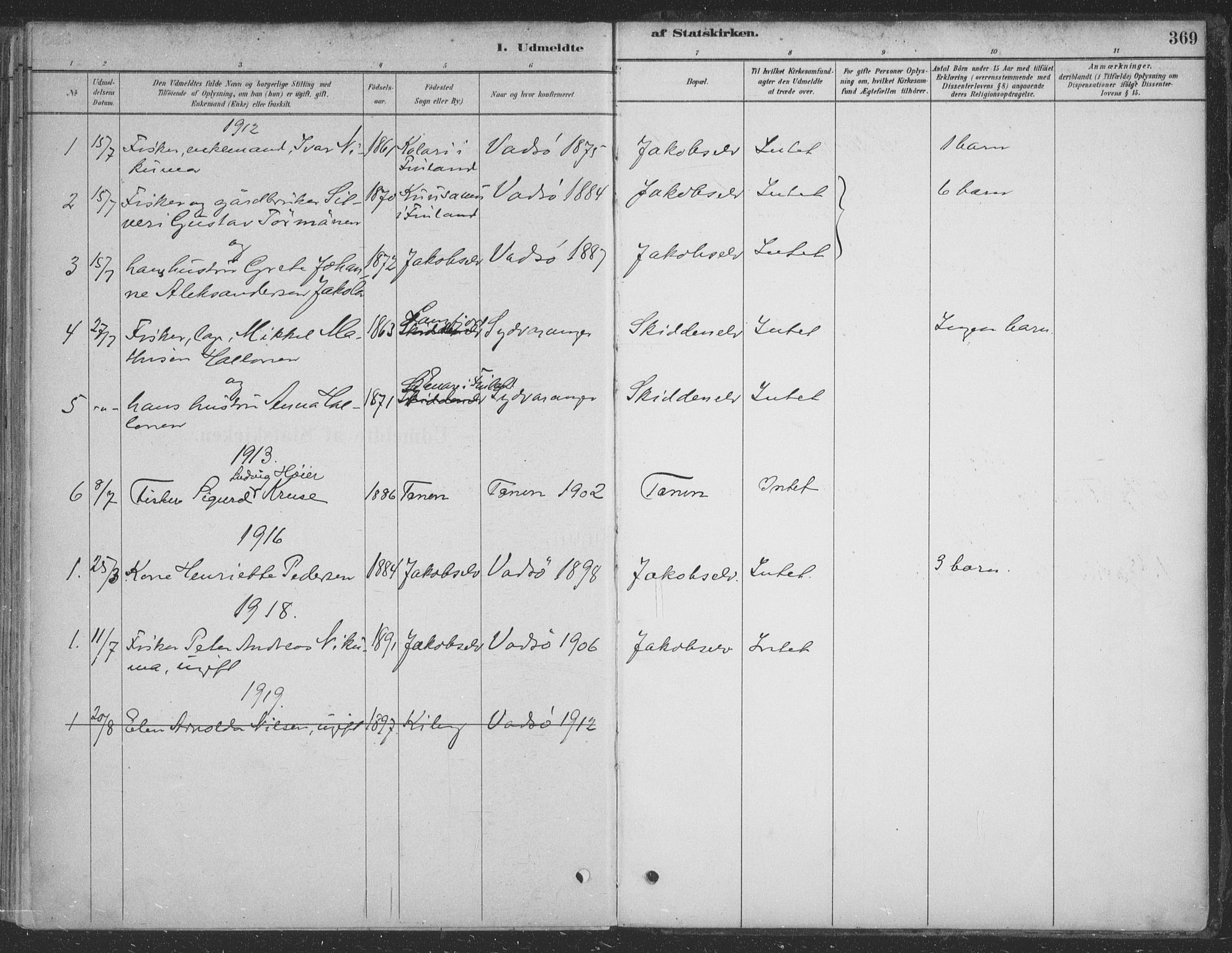 Vadsø sokneprestkontor, SATØ/S-1325/H/Ha/L0009kirke: Parish register (official) no. 9, 1881-1917, p. 369