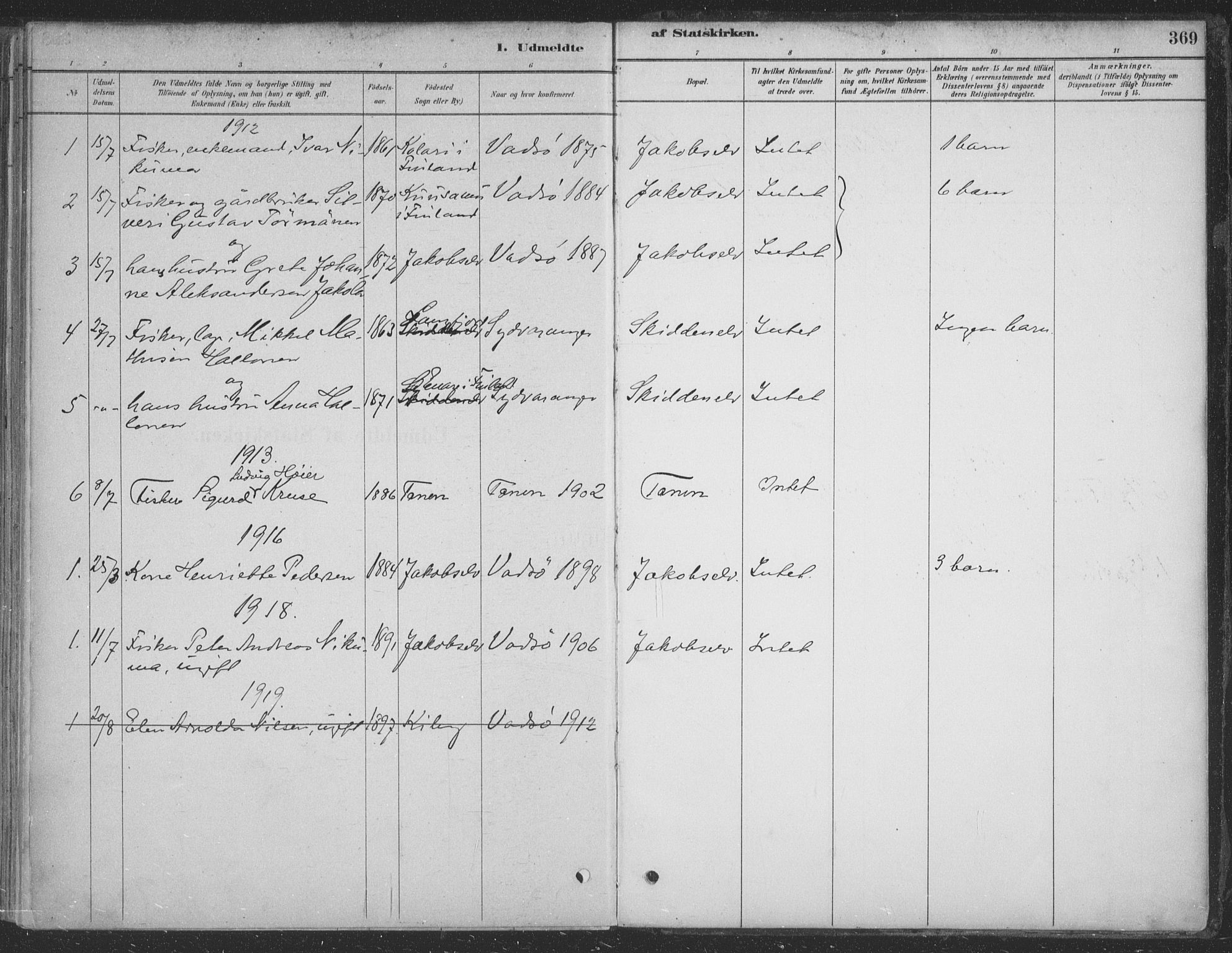 Vadsø sokneprestkontor, AV/SATØ-S-1325/H/Ha/L0009kirke: Parish register (official) no. 9, 1881-1917, p. 369