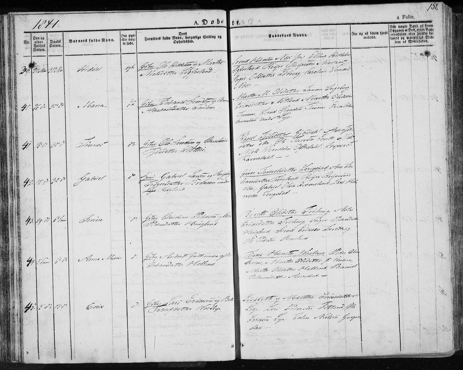 Lye sokneprestkontor, AV/SAST-A-101794/001/30BA/L0004: Parish register (official) no. A 4, 1826-1841, p. 151