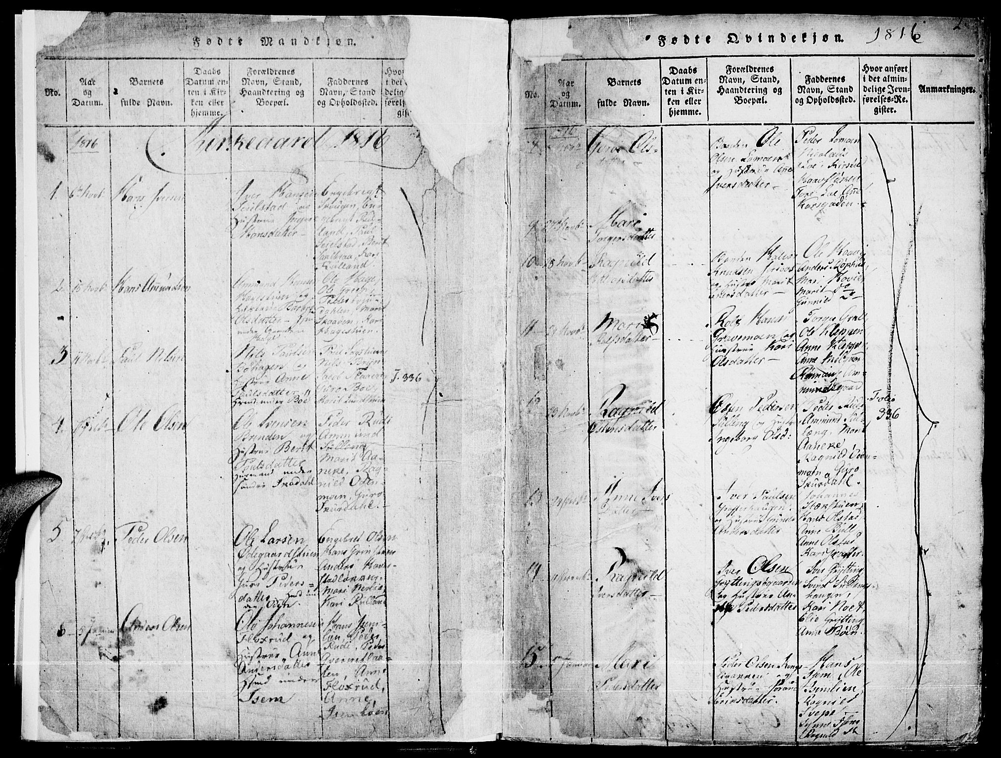 Fron prestekontor, SAH/PREST-078/H/Ha/Haa/L0002: Parish register (official) no. 2, 1816-1827, p. 2
