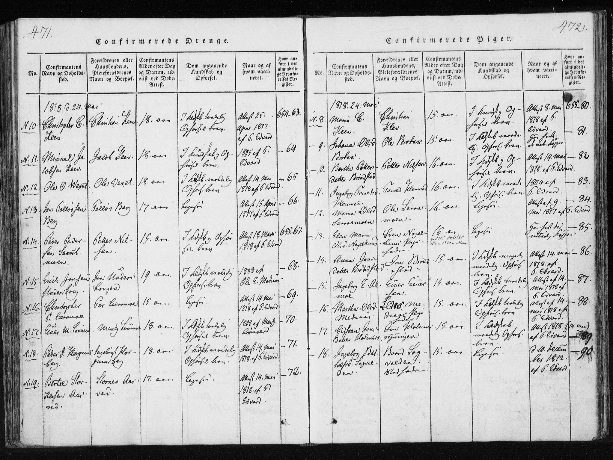 Ministerialprotokoller, klokkerbøker og fødselsregistre - Nord-Trøndelag, SAT/A-1458/749/L0469: Parish register (official) no. 749A03, 1817-1857, p. 471-472