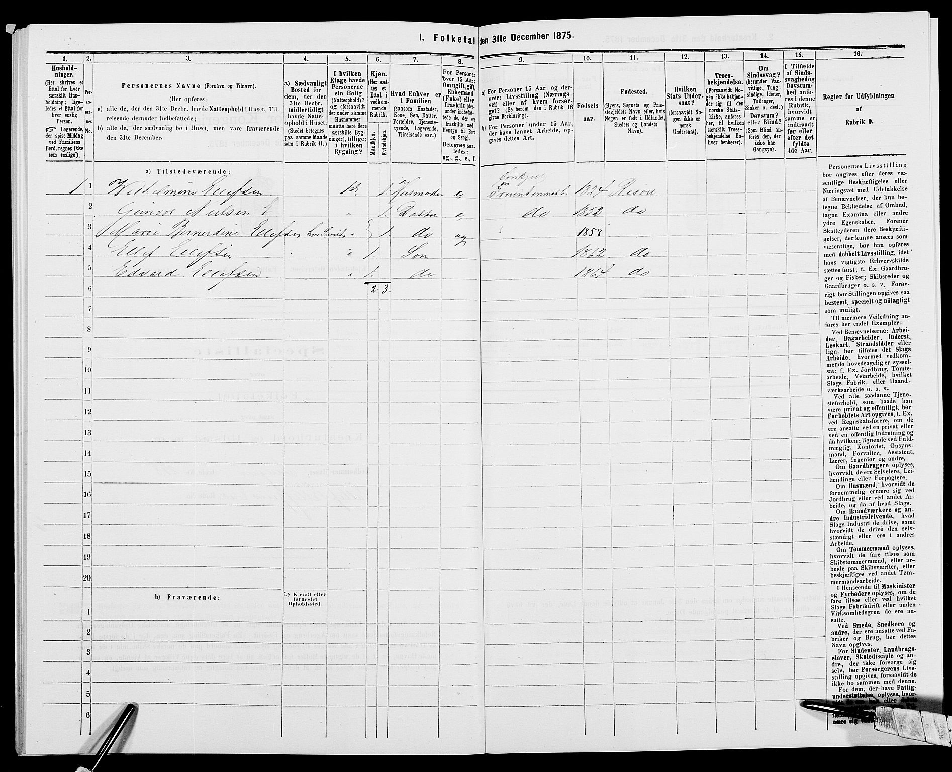 SAK, 1875 census for 0901B Risør/Risør, 1875, p. 620