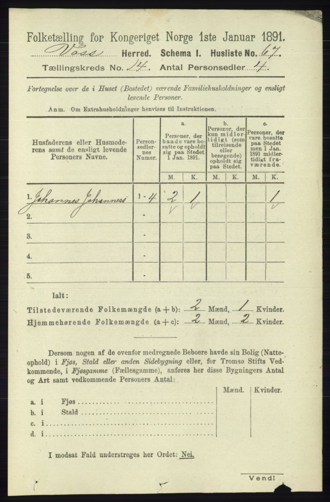 RA, 1891 census for 1235 Voss, 1891, p. 7249