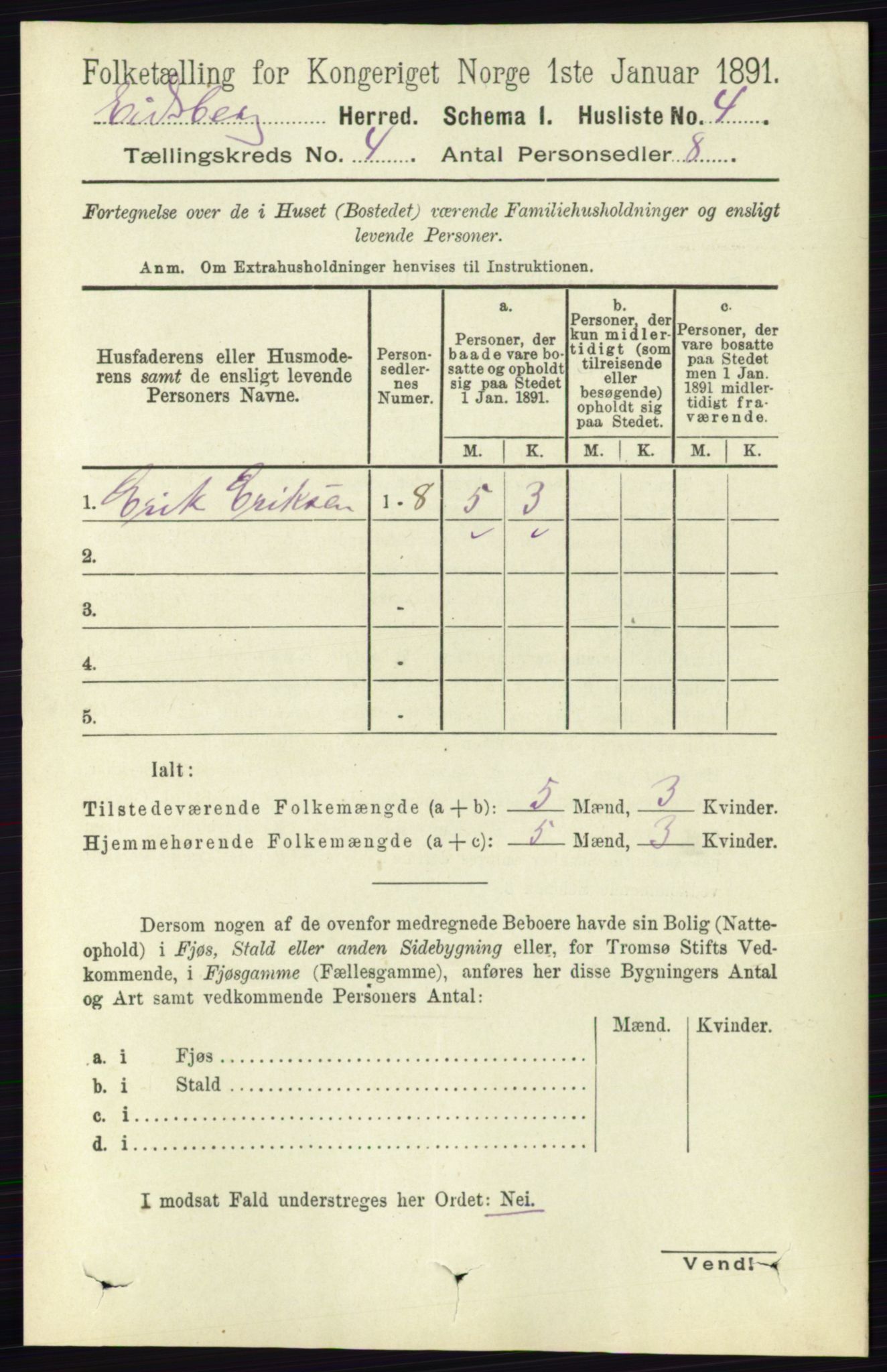 RA, 1891 census for 0125 Eidsberg, 1891, p. 2274