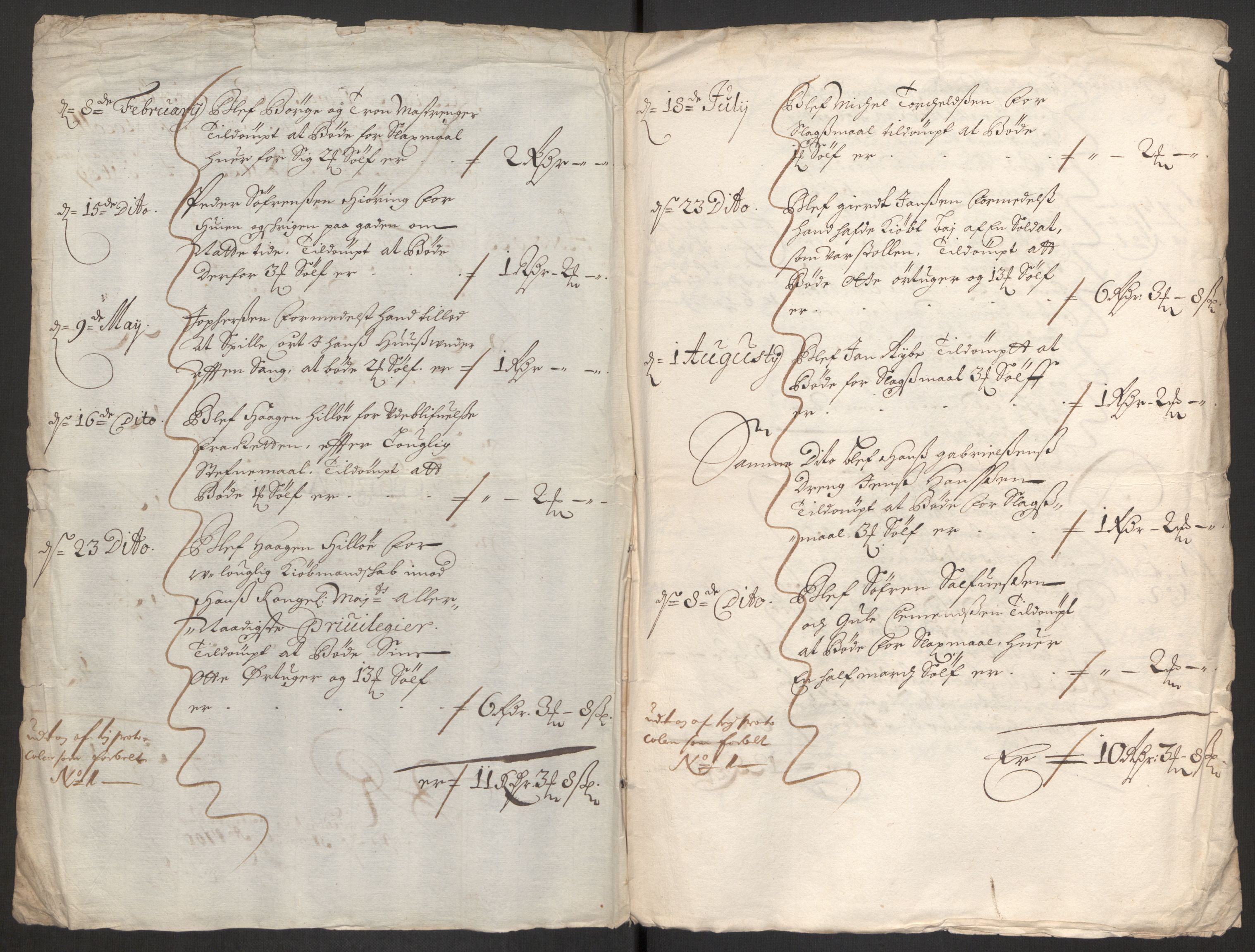 Rentekammeret inntil 1814, Reviderte regnskaper, Byregnskaper, AV/RA-EA-4066/R/Rm/L0285: [M18] Sikt og sakefall, 1681-1718, p. 104