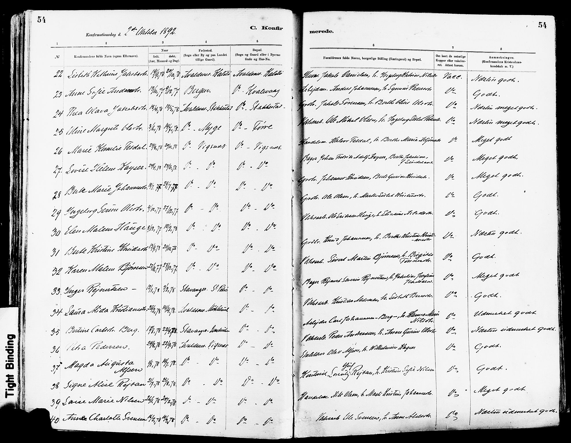 Avaldsnes sokneprestkontor, AV/SAST-A -101851/H/Ha/Haa/L0015: Parish register (official) no. A 15, 1880-1906, p. 54