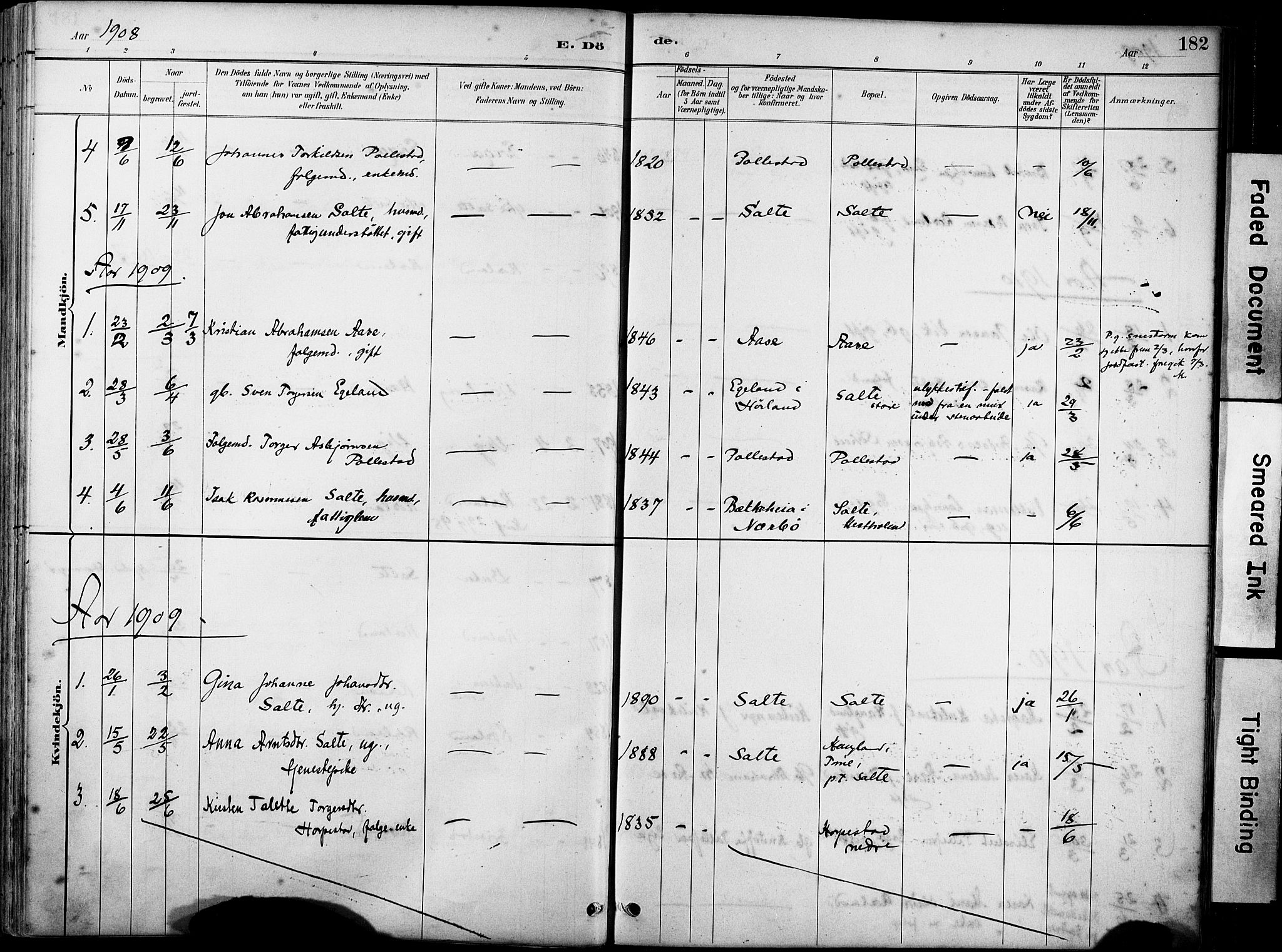 Klepp sokneprestkontor, AV/SAST-A-101803/001/3/30BA/L0007: Parish register (official) no. A 8, 1886-1912, p. 182