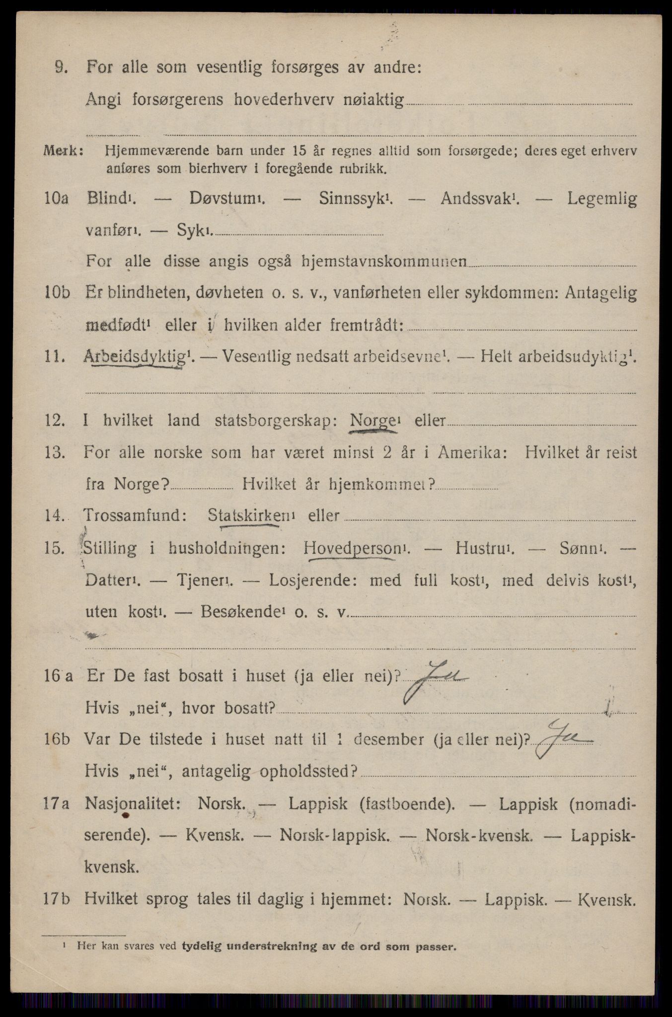 SAT, 1920 census for Dverberg, 1920, p. 9889