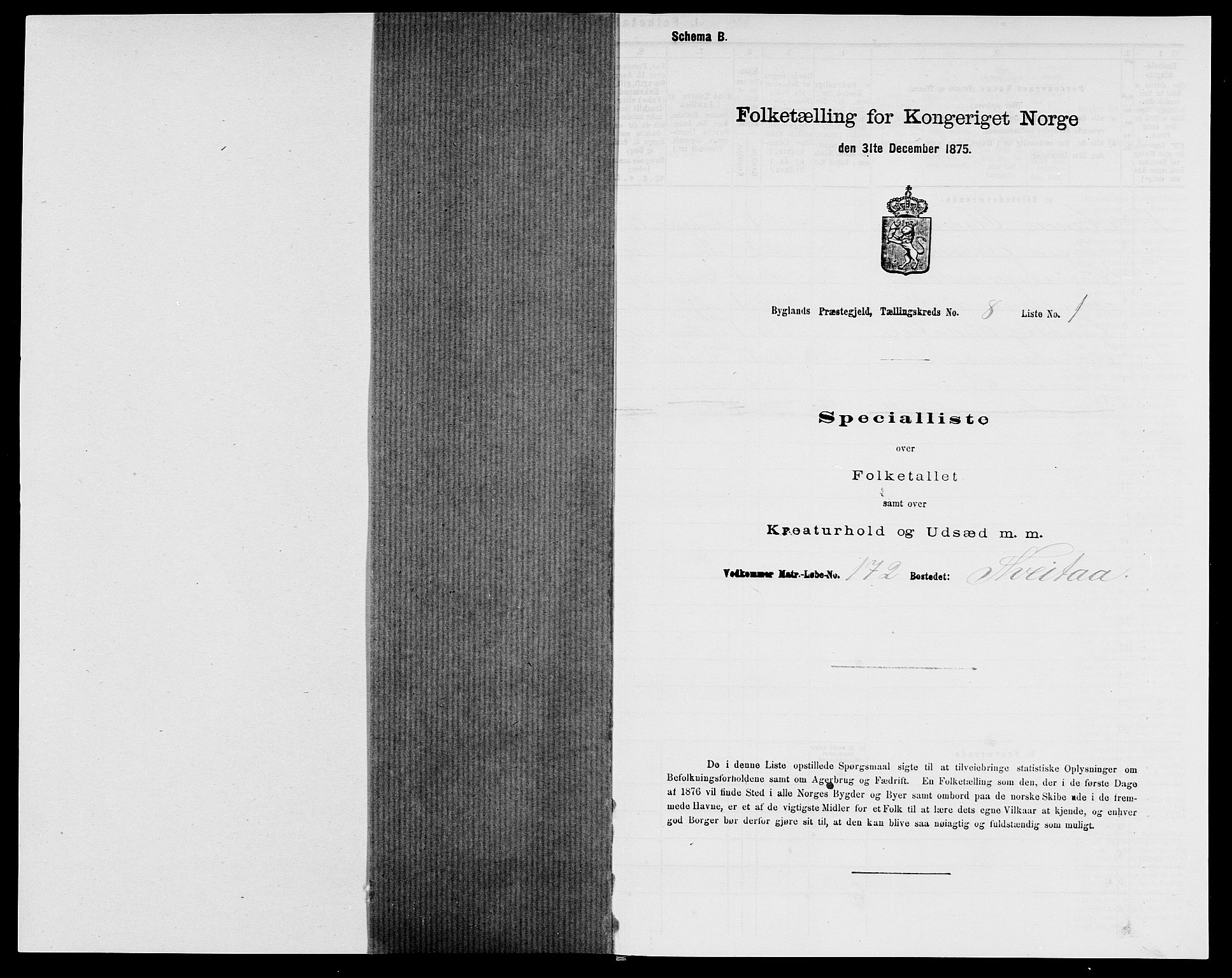 SAK, 1875 census for 0938P Bygland, 1875, p. 690