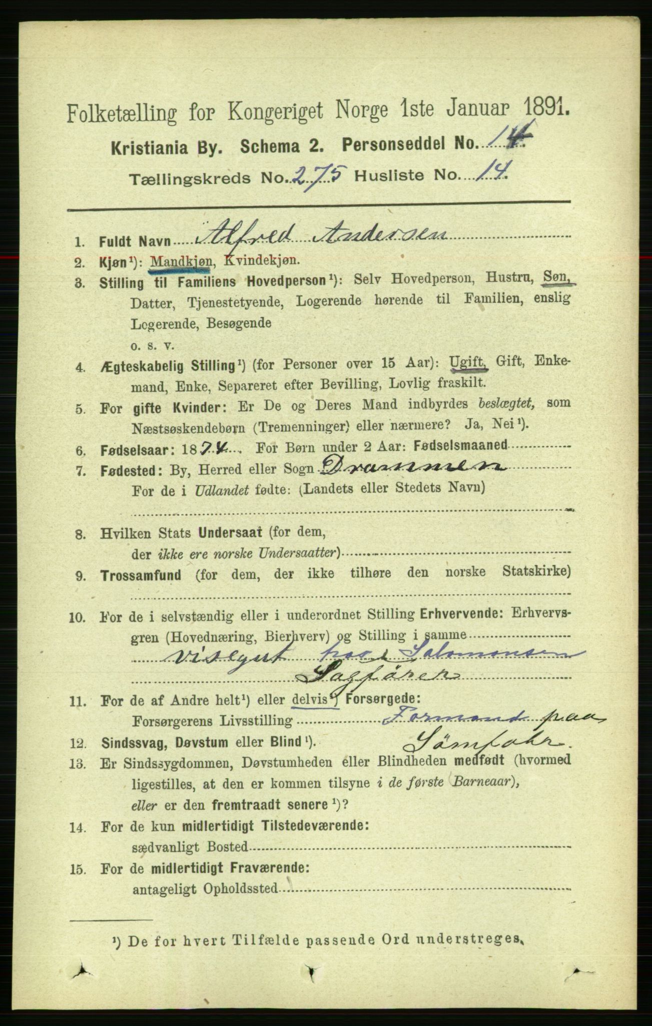 RA, 1891 census for 0301 Kristiania, 1891, p. 167268