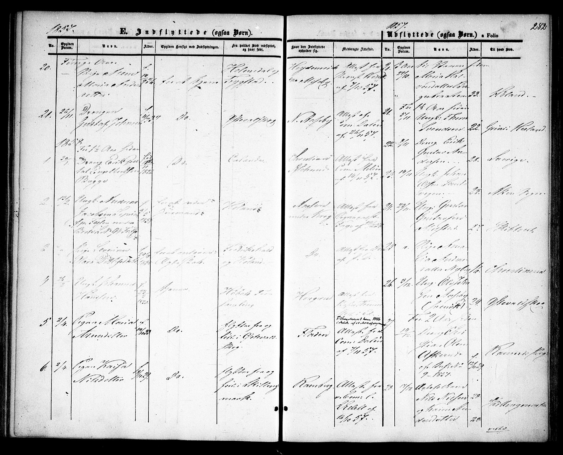 Rødenes prestekontor Kirkebøker, AV/SAO-A-2005/F/Fa/L0006: Parish register (official) no. I 6, 1850-1859, p. 282