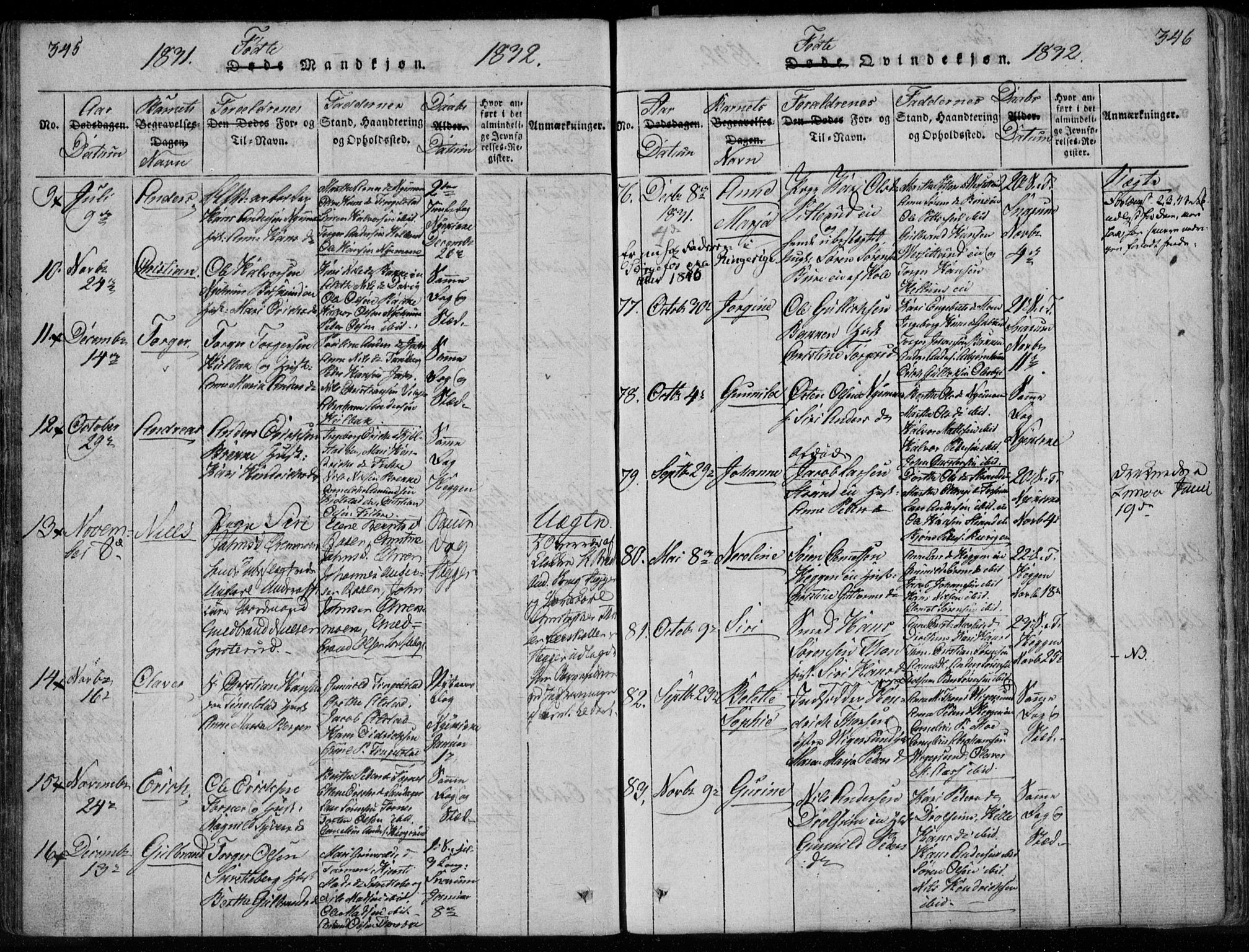 Modum kirkebøker, SAKO/A-234/F/Fa/L0005: Parish register (official) no. 5, 1824-1841, p. 345-346