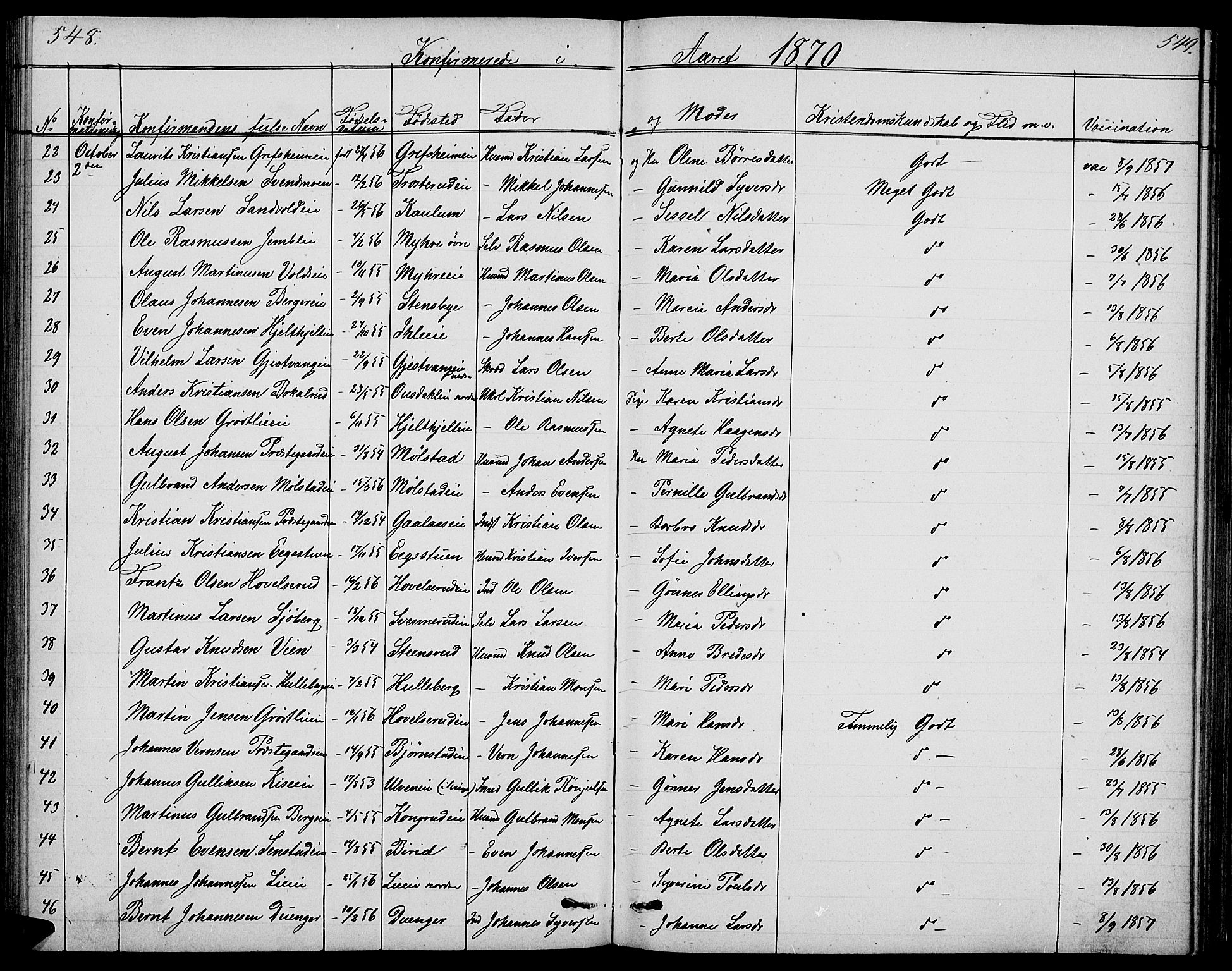 Nes prestekontor, Hedmark, SAH/PREST-020/L/La/L0005: Parish register (copy) no. 5, 1852-1889, p. 548-549