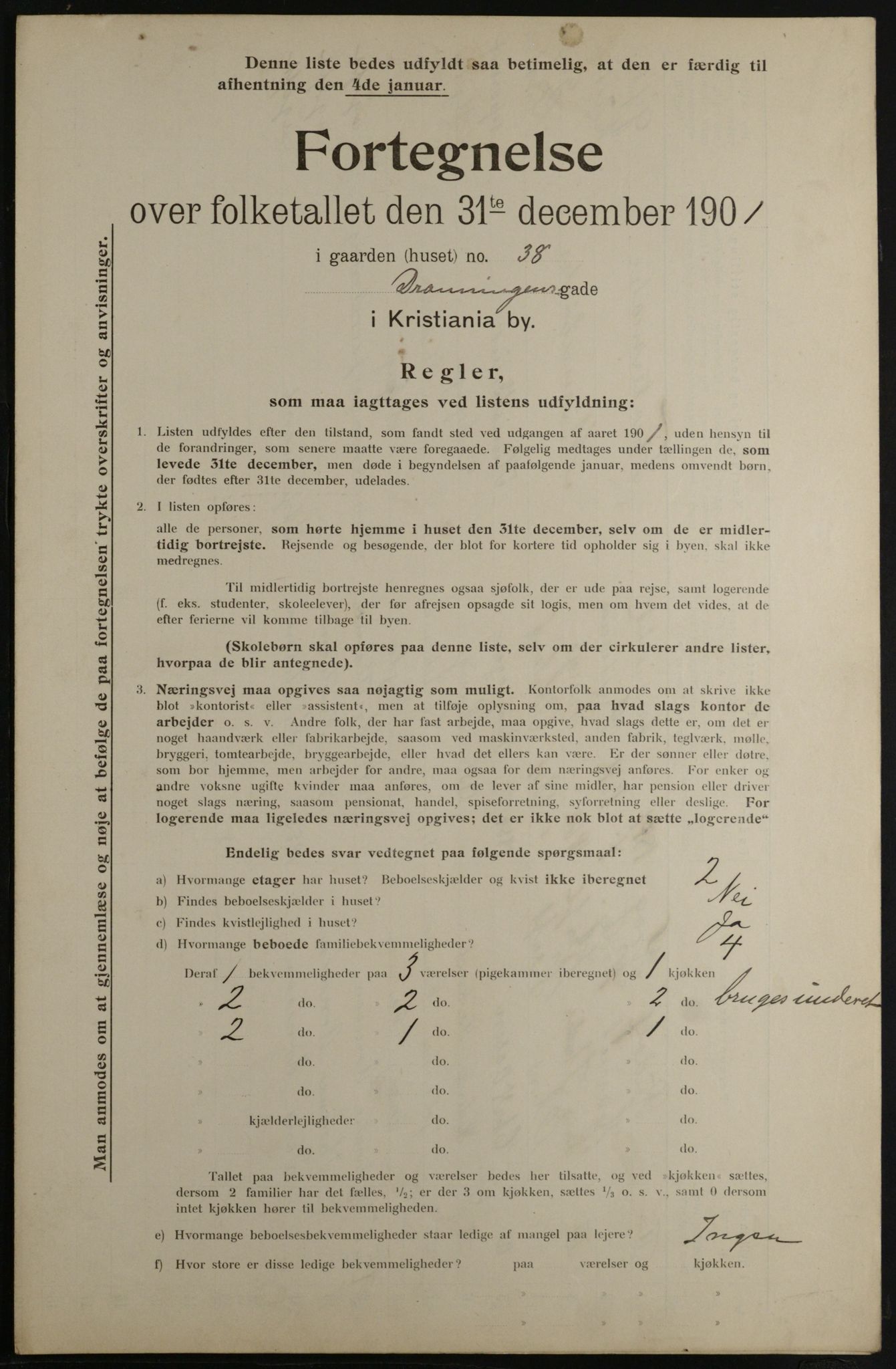 OBA, Municipal Census 1901 for Kristiania, 1901, p. 2825