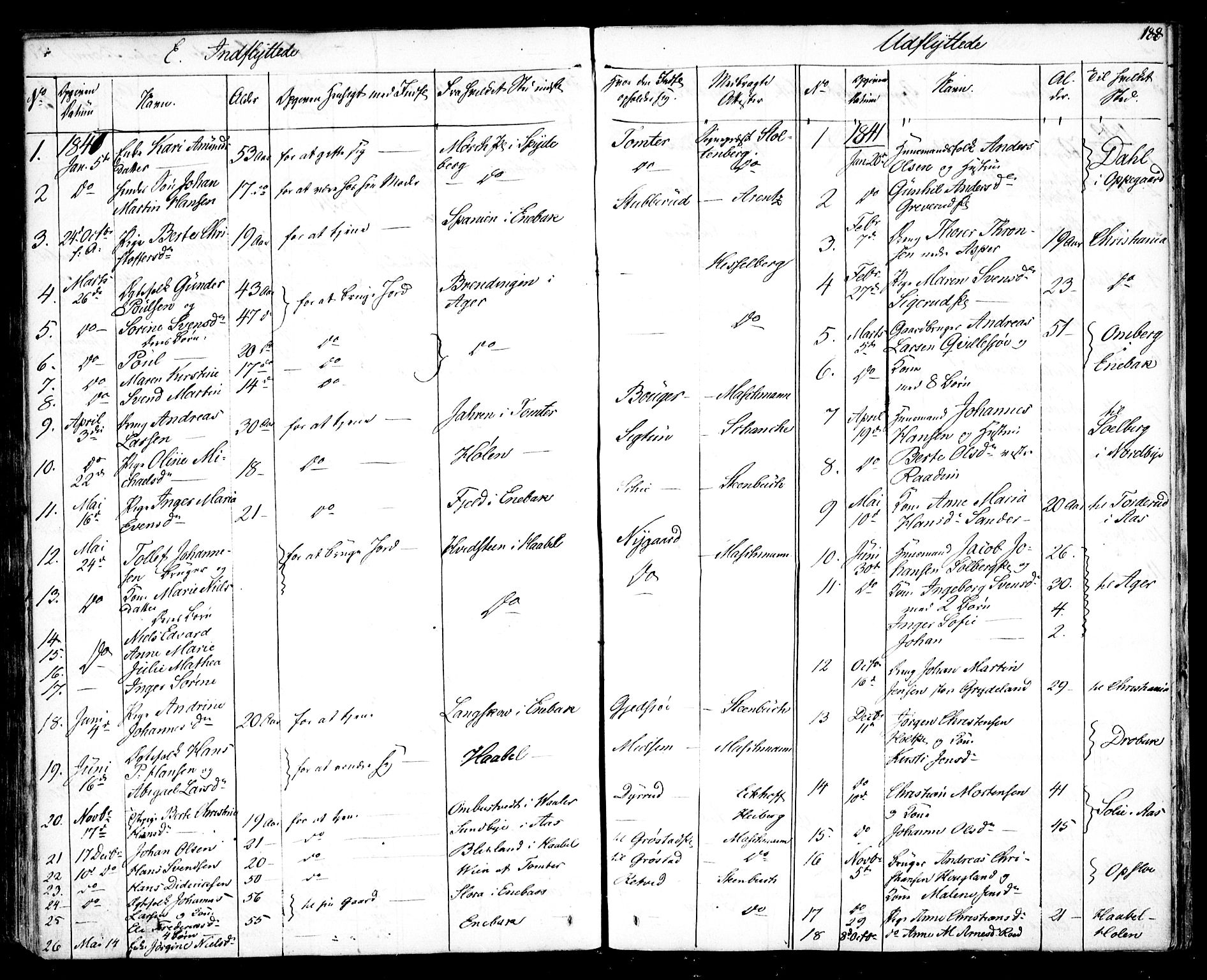 Kråkstad prestekontor Kirkebøker, SAO/A-10125a/F/Fa/L0005: Parish register (official) no. I 5, 1837-1847, p. 188