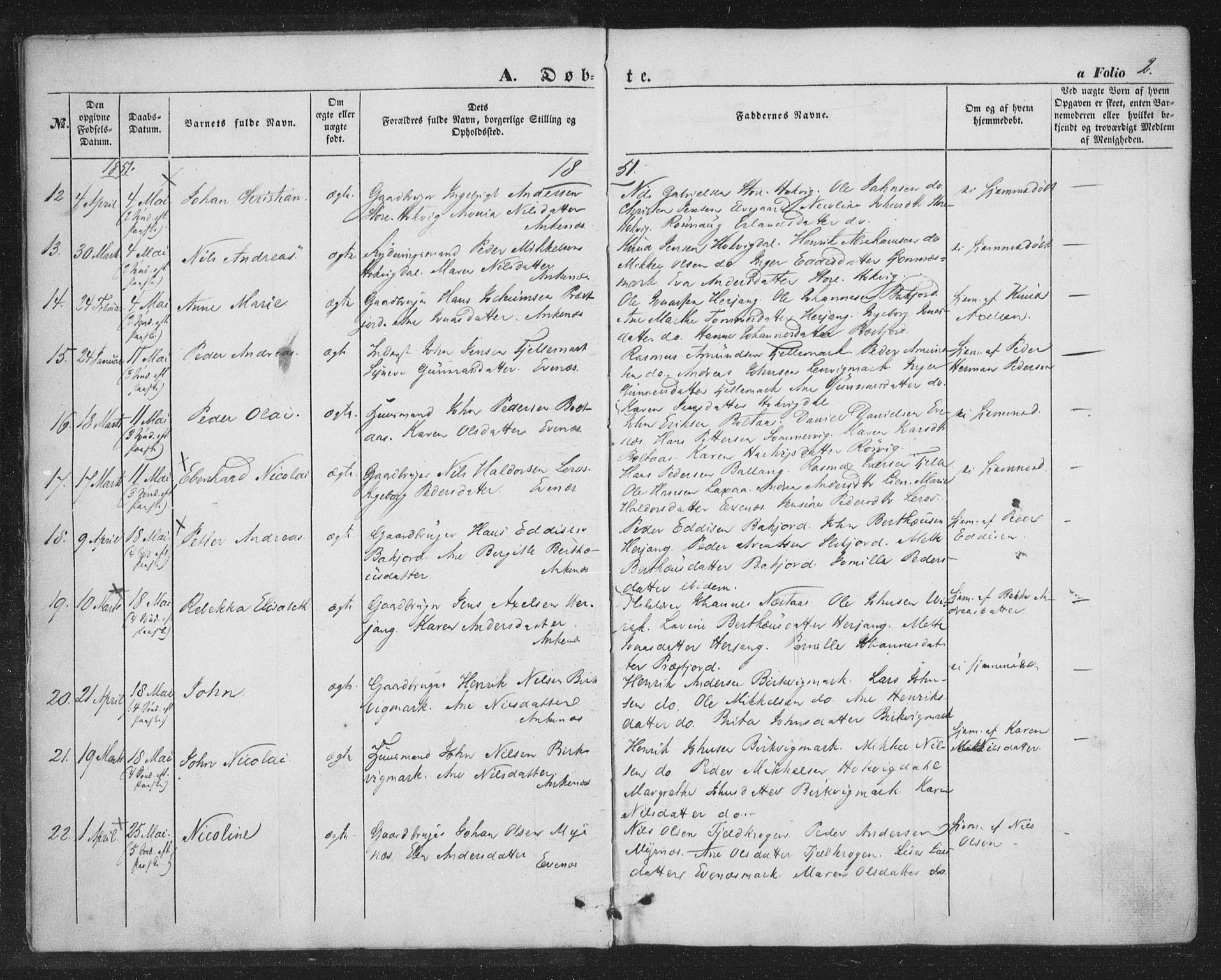 Ministerialprotokoller, klokkerbøker og fødselsregistre - Nordland, AV/SAT-A-1459/863/L0895: Parish register (official) no. 863A07, 1851-1860, p. 2